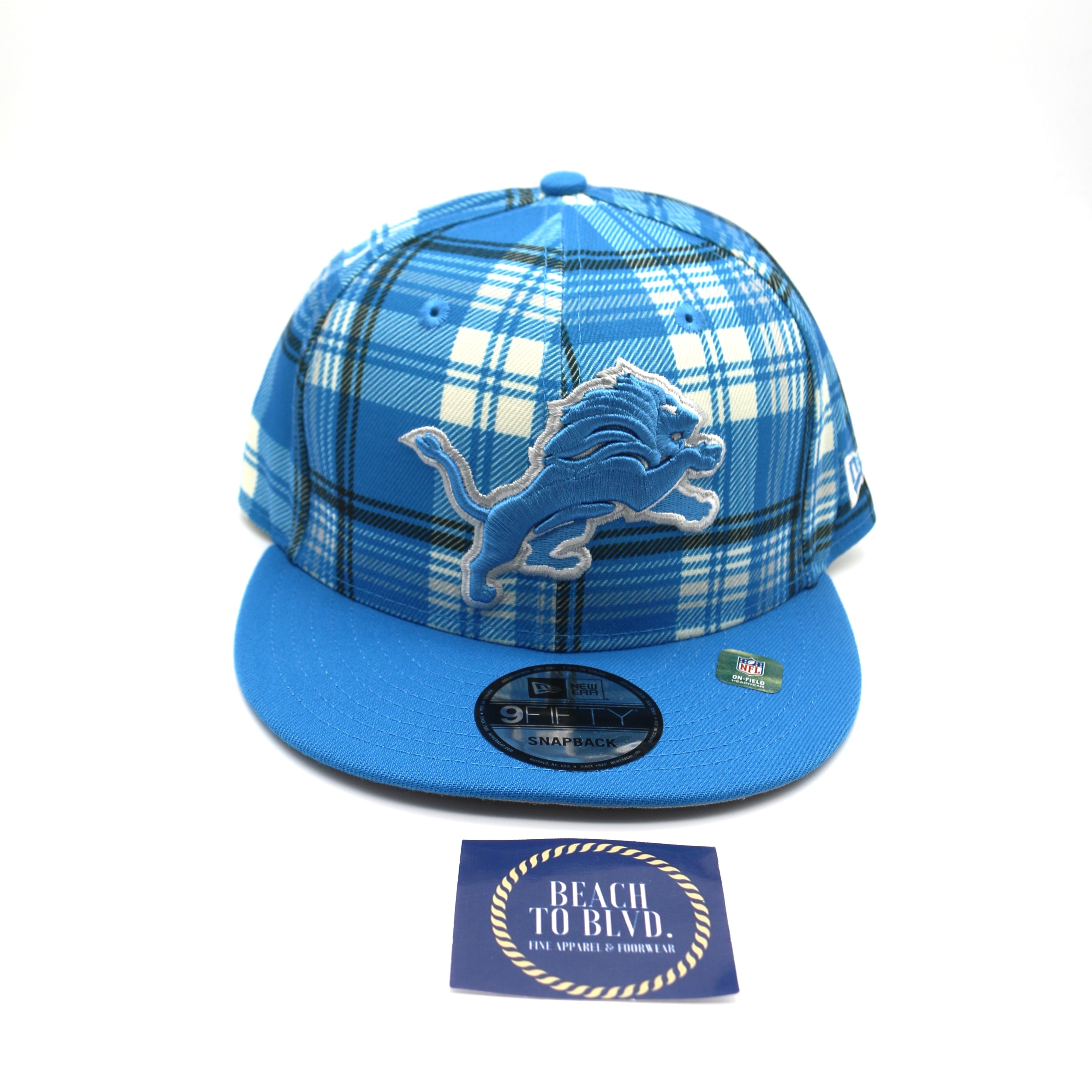 New Era Detroit Lions 9FIFTY 950 Sideline Statement Plaid Snapback Hat