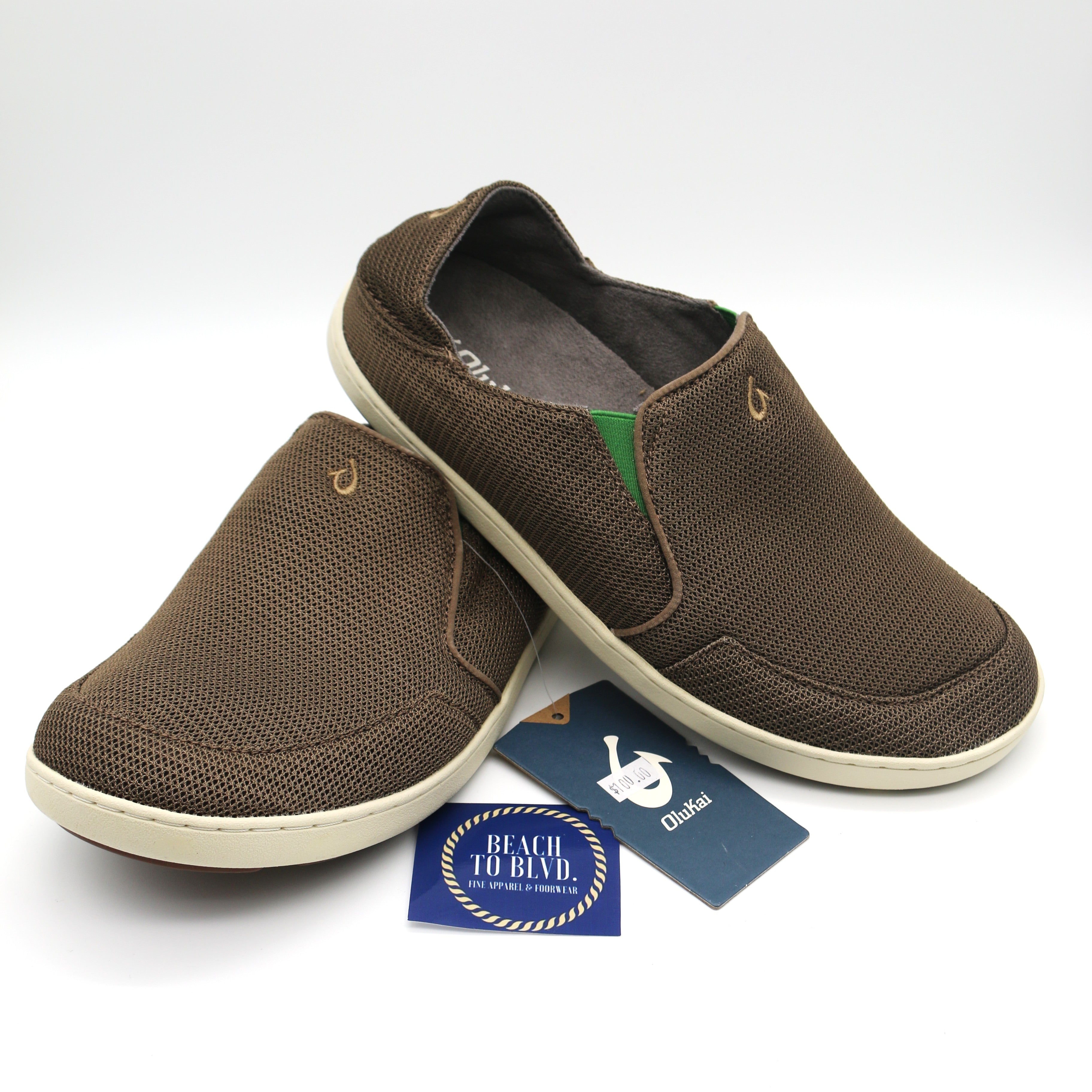 Olukai Nohea Mesh Men's Slip On Sneakers - Mustang/Lime Peel - BeachToBlvd