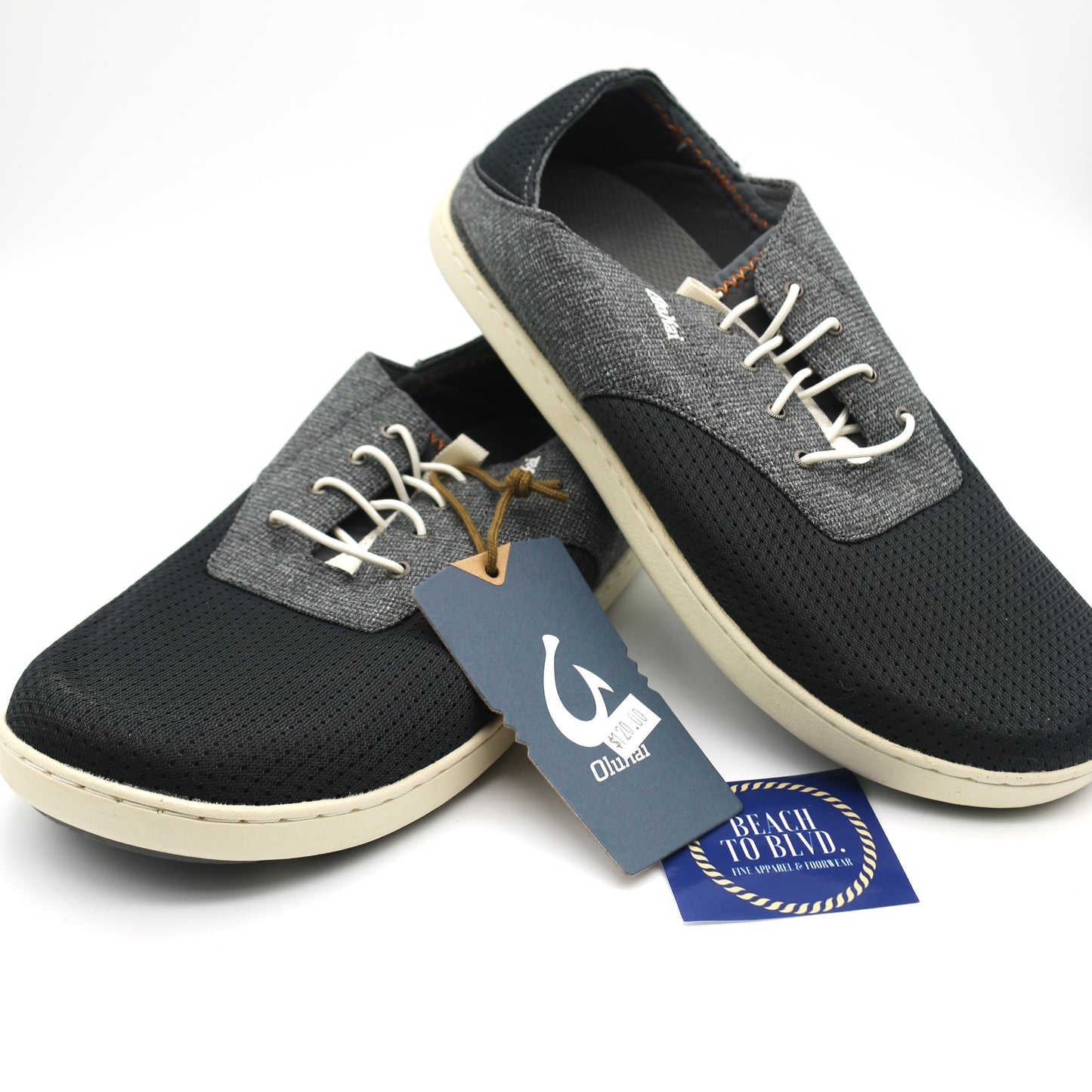 Olukai Nohea Moku Men's Boat Shoes - Dark Shadow