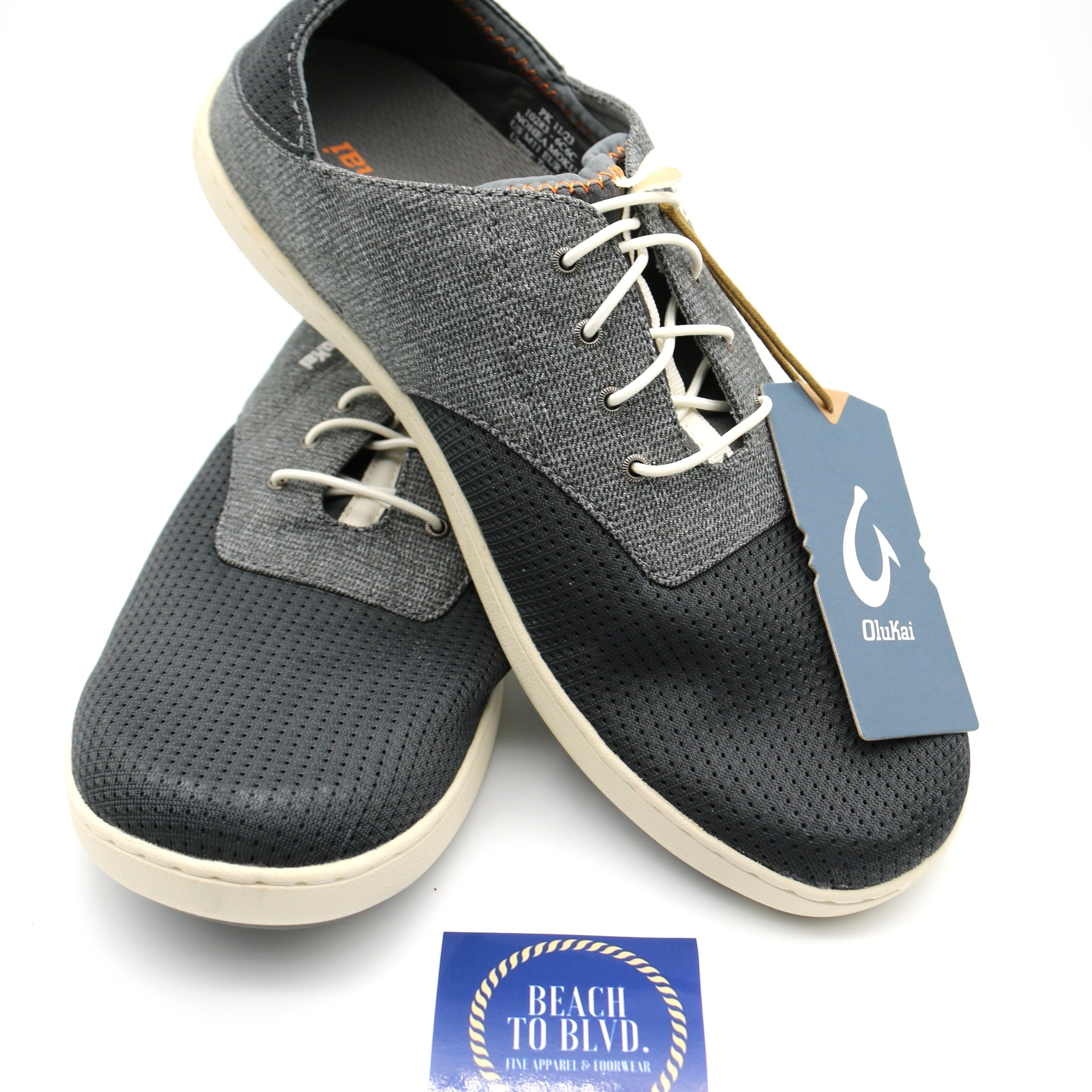 Olukai Nohea Moku Men's Boat Shoes - Dark Shadow - BeachToBlvd
