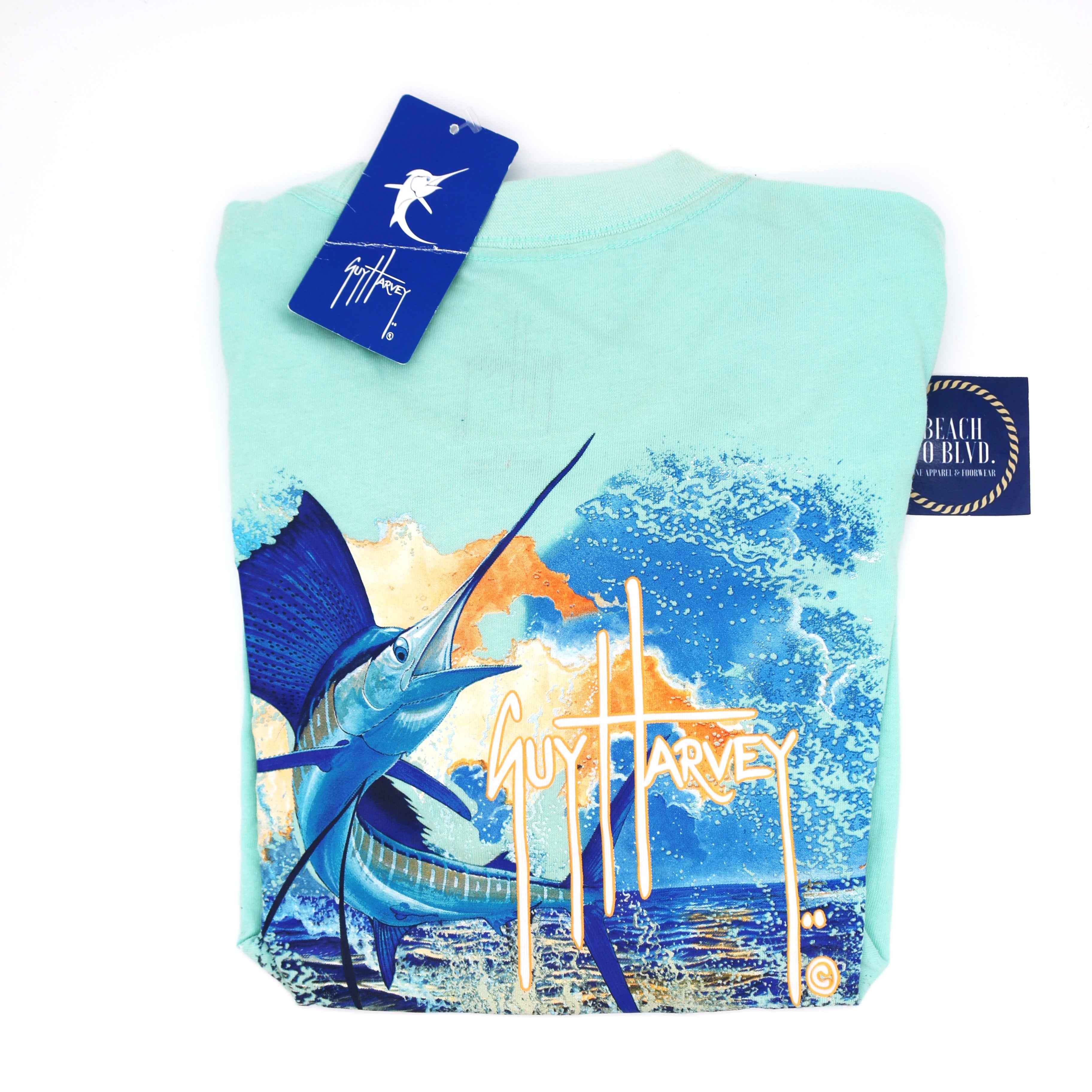 Guy Harvey Guy Harvey Sunset Sailfish T-Shirt - Short Sleeve - Green - 0Fy4096