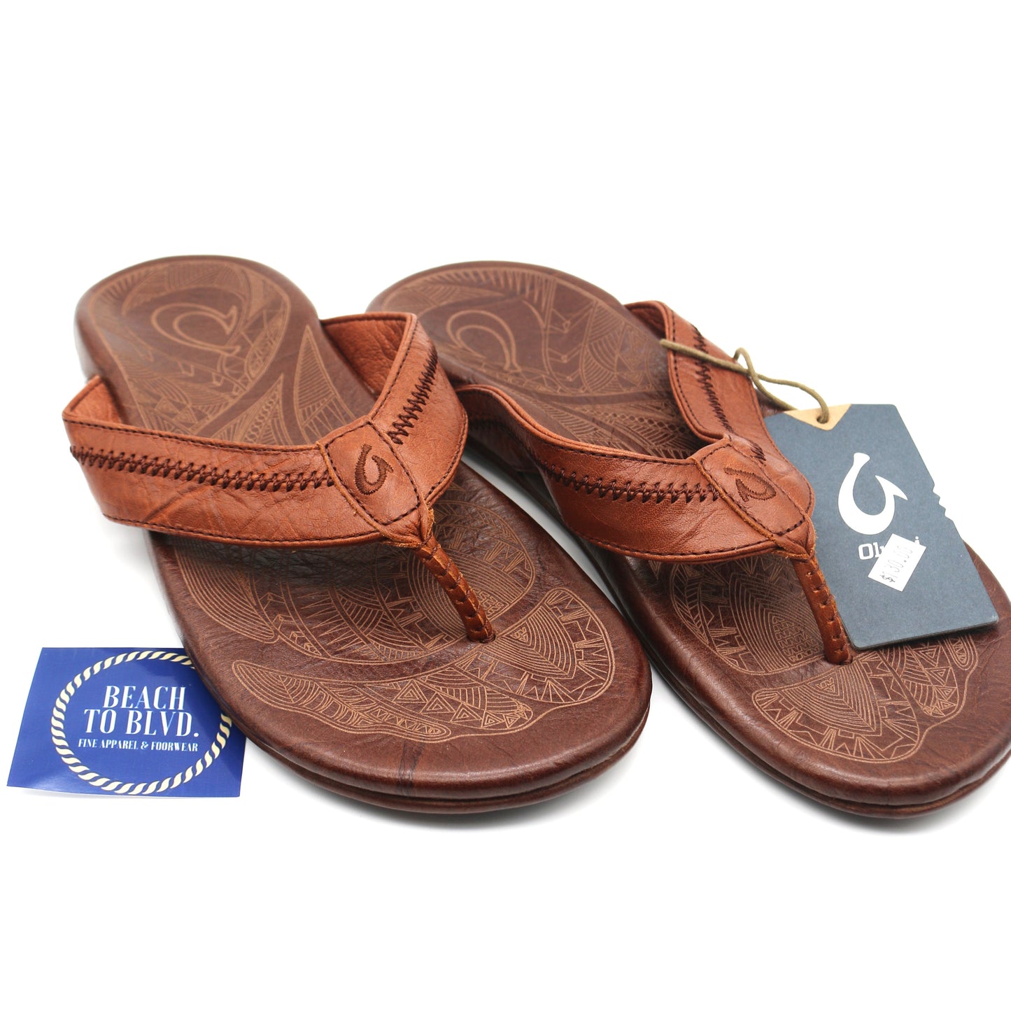Olukai Hiapo Men's Leather Beach Sandals - Rum\Dark Wood