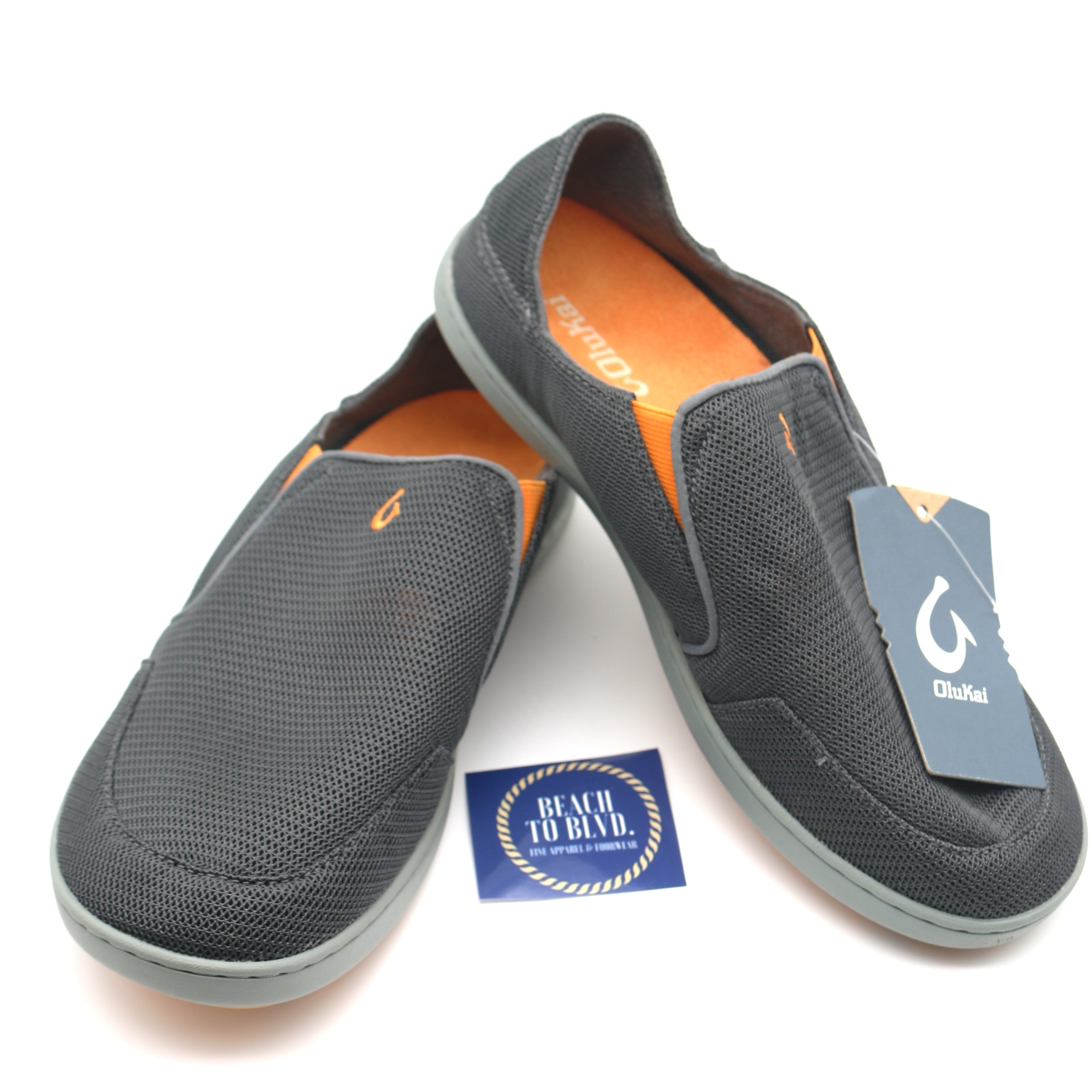 Olukai Nohea Mesh Men's Slip On Sneakers - Dark Shadow - BeachToBlvd