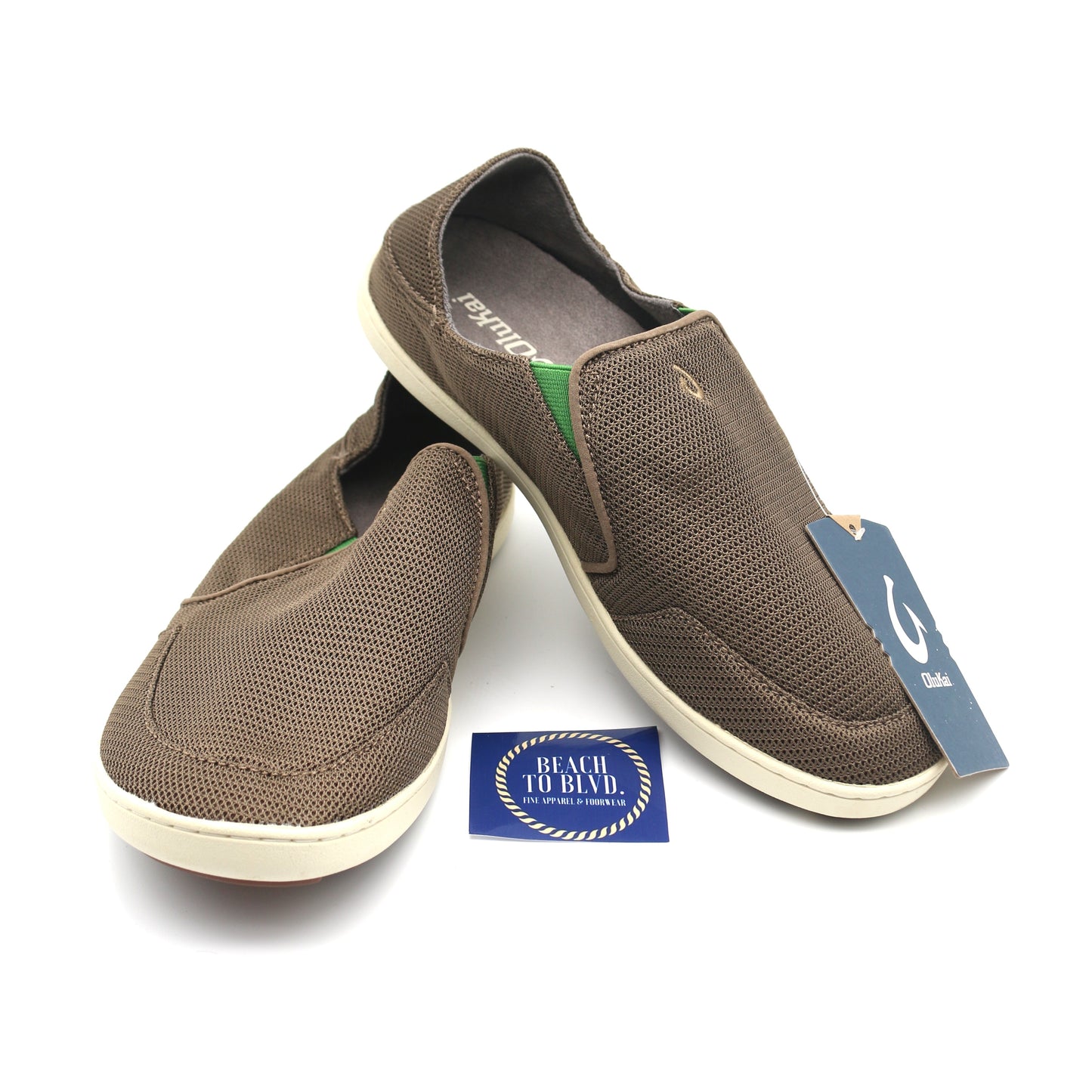 Olukai Nohea Mesh Men's Slip On Sneakers - Mustang/Lime Peel