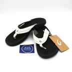 Olukai Ohana Women's Beach Sandals - White / Black - BeachToBlvd