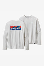 Patagonia Long Sleeve Cap Cool Daily Graphic Shirt - Waters Boardshort Logo: White - BeachToBlvd