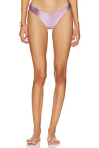 PQ Basic Ruched Teeny Bikini Bottom-Violet Sunset - BeachToBlvd