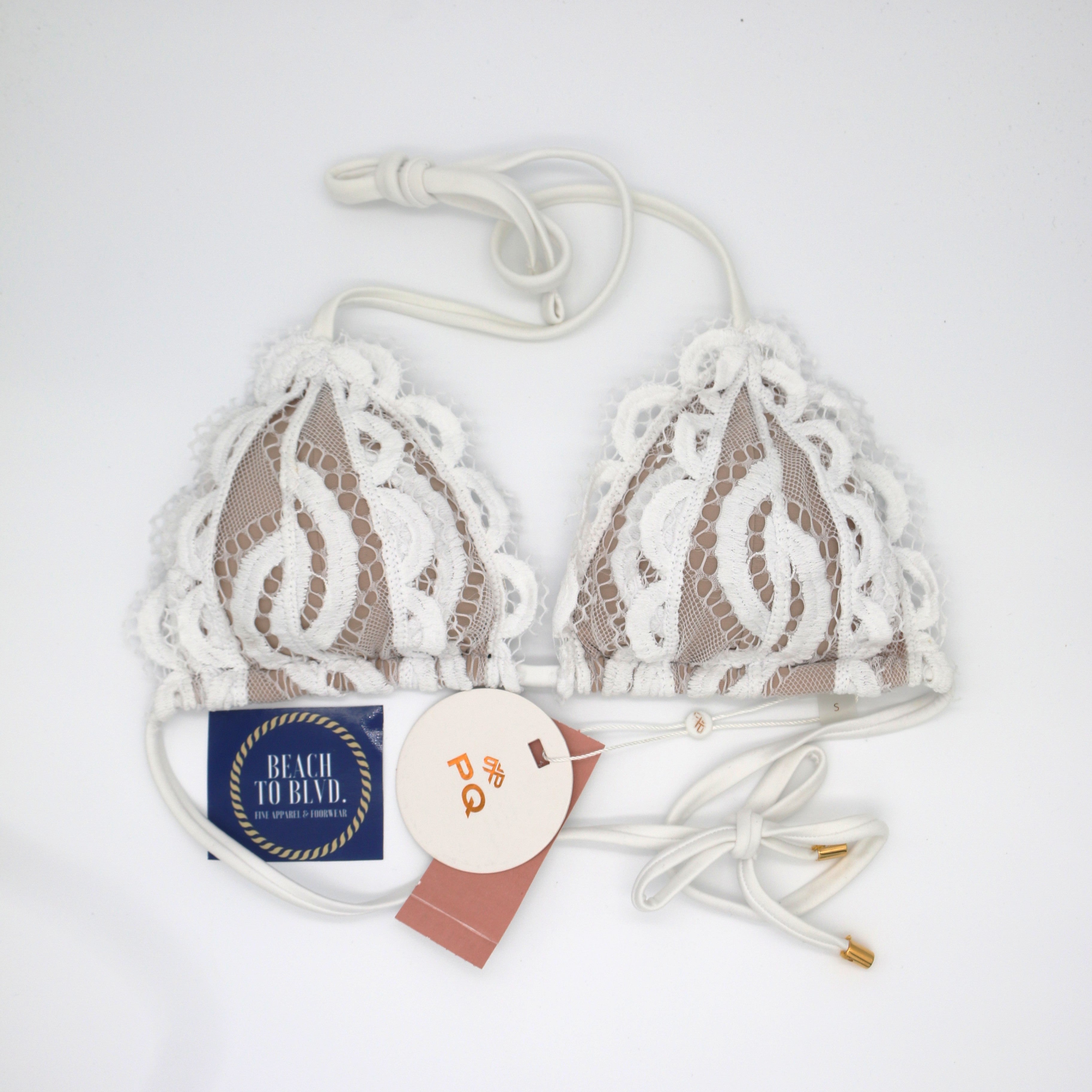 PQ Water Lily Lace Tri Bikini Top - BeachToBlvd