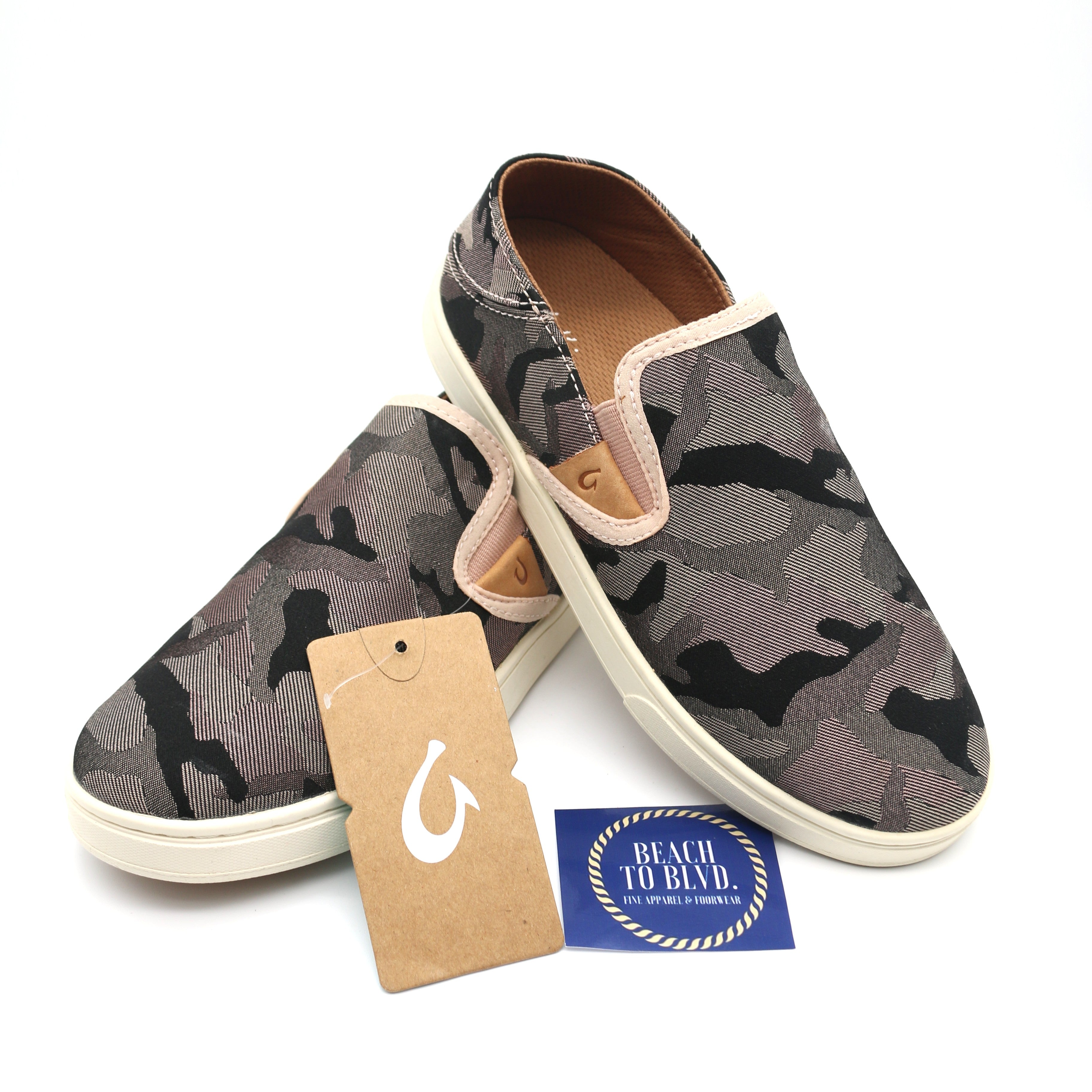 Olukai Pehuea Pa'i Slip-On Women's Sneakers - Soft Pink / Ke Au Camo - BeachToBlvd