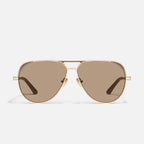Quay OPEN TAB- Brushed Gold Doe Frame / Tan Lens