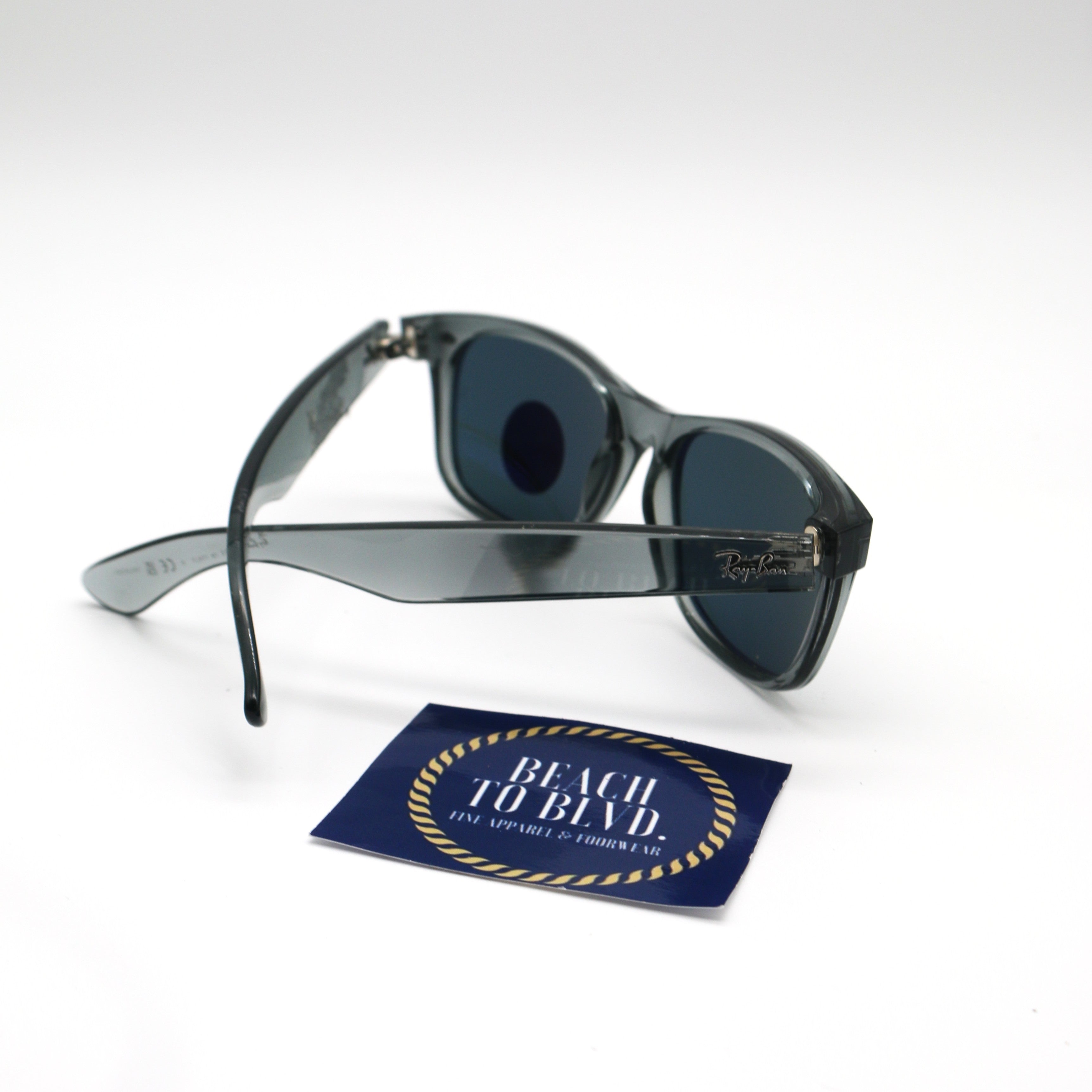 Ray-Ban RB2132 New Wayfarer- Transparent Grey / Dark Blue Polarized Lens (64503R)