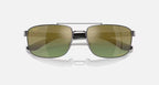 Ray-Ban 0RB3737CH Chromance Sunglasses- Polished Gunmetal / Green Gold Polarized Lens