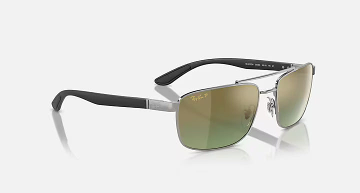 Ray-Ban 0RB3737CH Chromance Sunglasses- Polished Gunmetal / Green Gold Polarized Lens