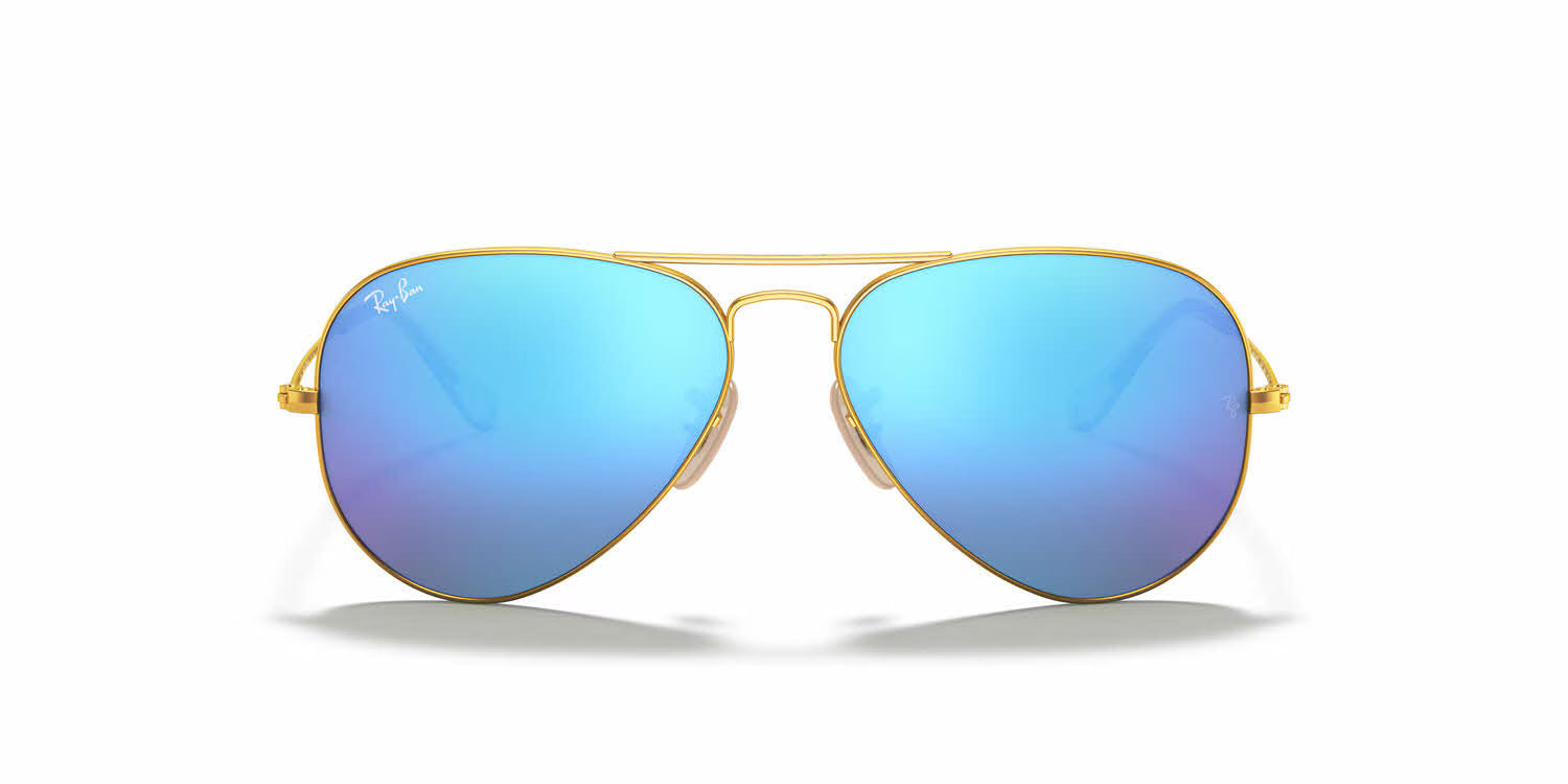 Ray-Ban RB3025 Large Metal Aviator-Matte Gold / Crystal Green Mirror Multi Blue Lens (112/17)