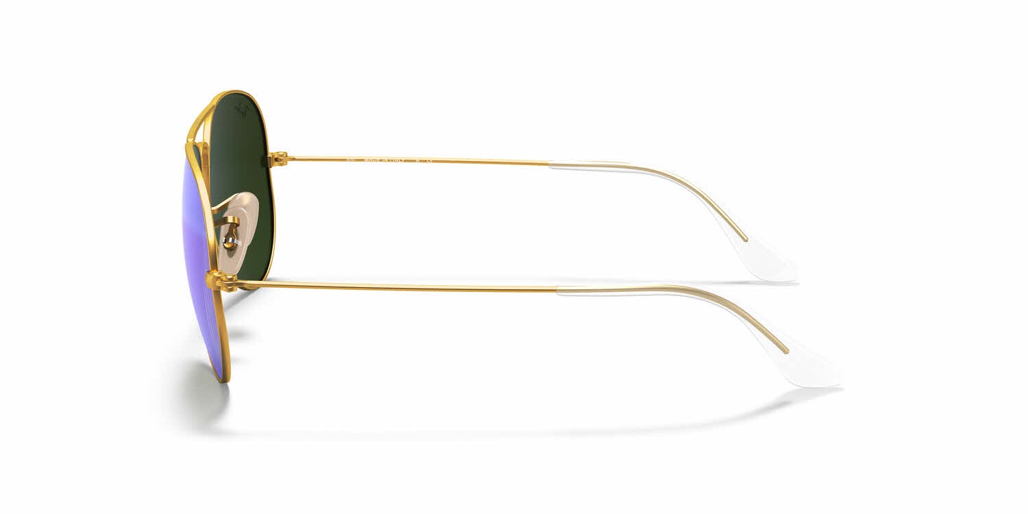 Ray-Ban RB3025 Large Metal Aviator-Matte Gold / Crystal Green Mirror Multi Blue Lens (112/17)