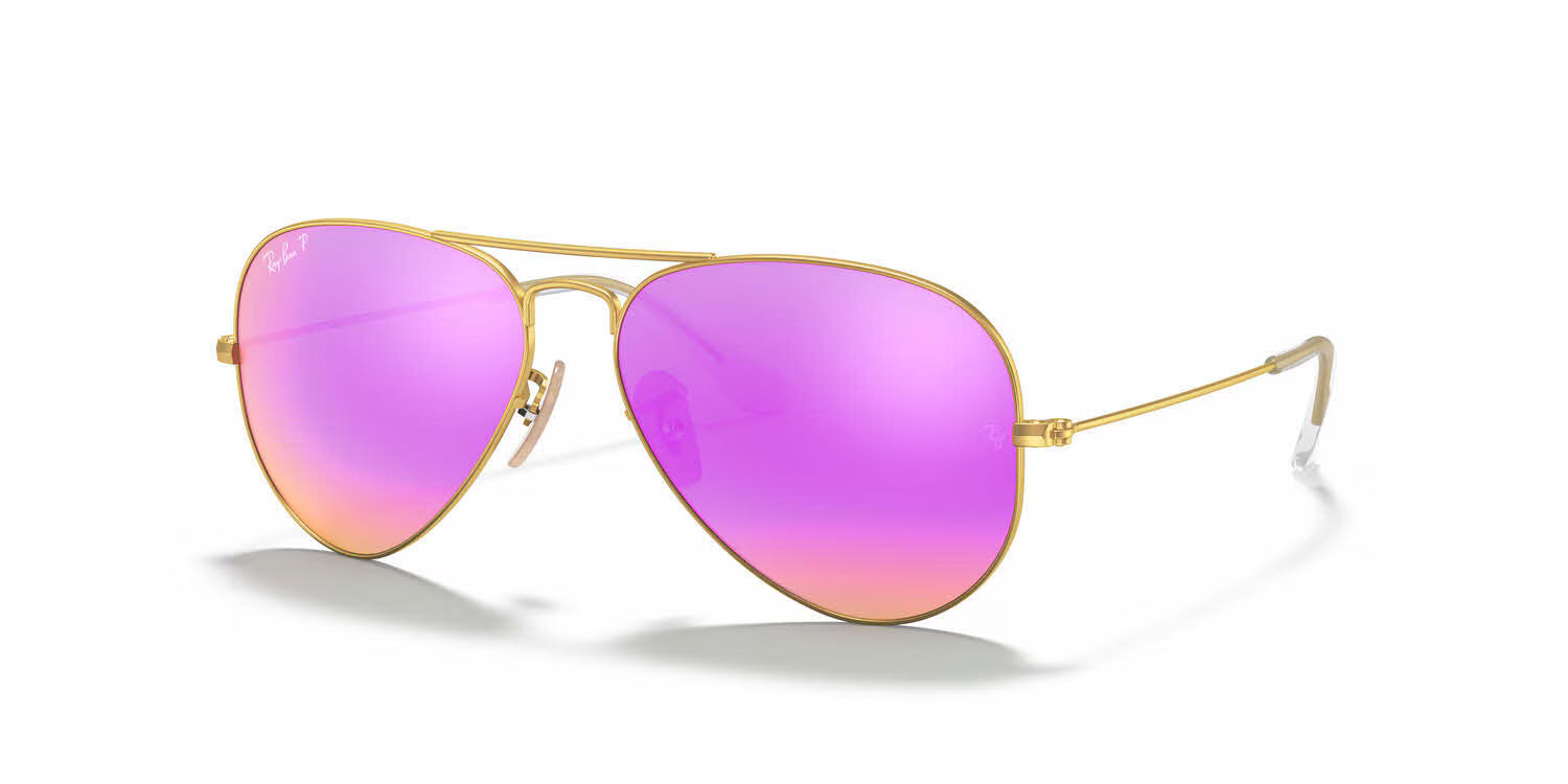Ray-Ban RB3025 Metal Aviator- Matte Gold / Brown Mirror Fucsia Polarized Lens (112/1Q)