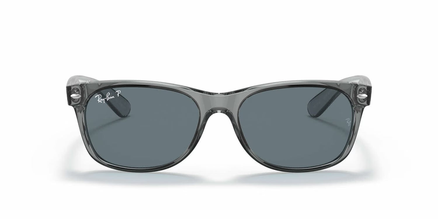 Ray-Ban RB2132 New Wayfarer- Transparent Grey / Dark Blue Polarized Lens (64503R)