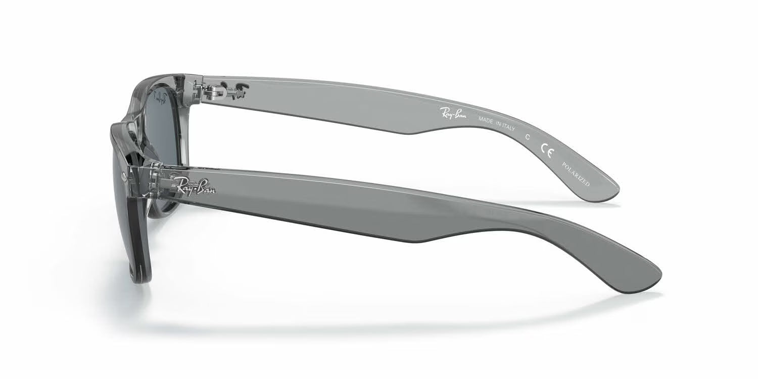 Ray-Ban RB2132 New Wayfarer- Transparent Grey / Dark Blue Polarized Lens (64503R)