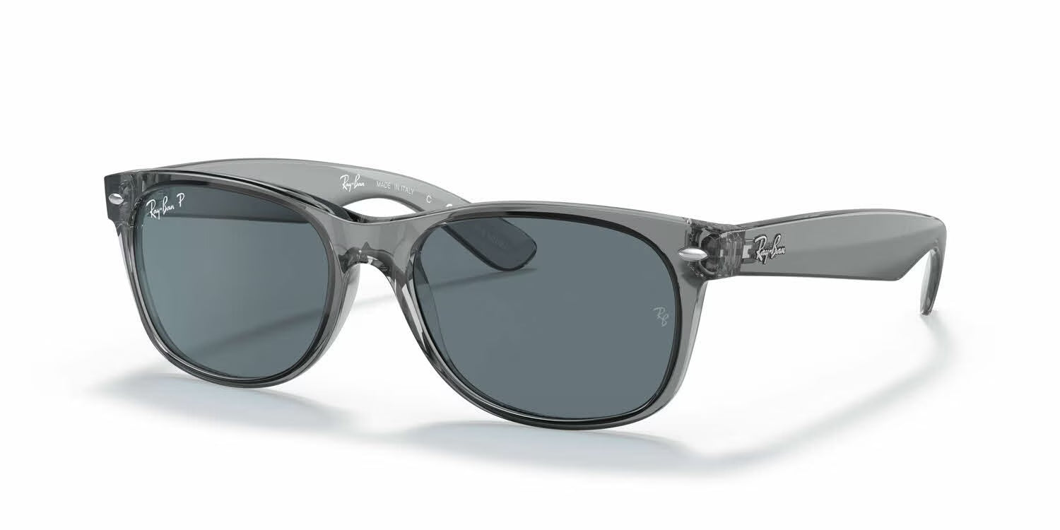 Ray-Ban RB2132 New Wayfarer- Transparent Grey / Dark Blue Polarized Lens (64503R)