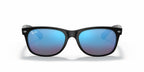 Ray-Ban RB2132 New Wayfarer- Rubber Black / Grey Mirror Blue Lens (622/17)