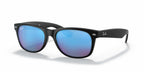 Ray-Ban RB2132 New Wayfarer- Rubber Black / Grey Mirror Blue Lens (622/17)