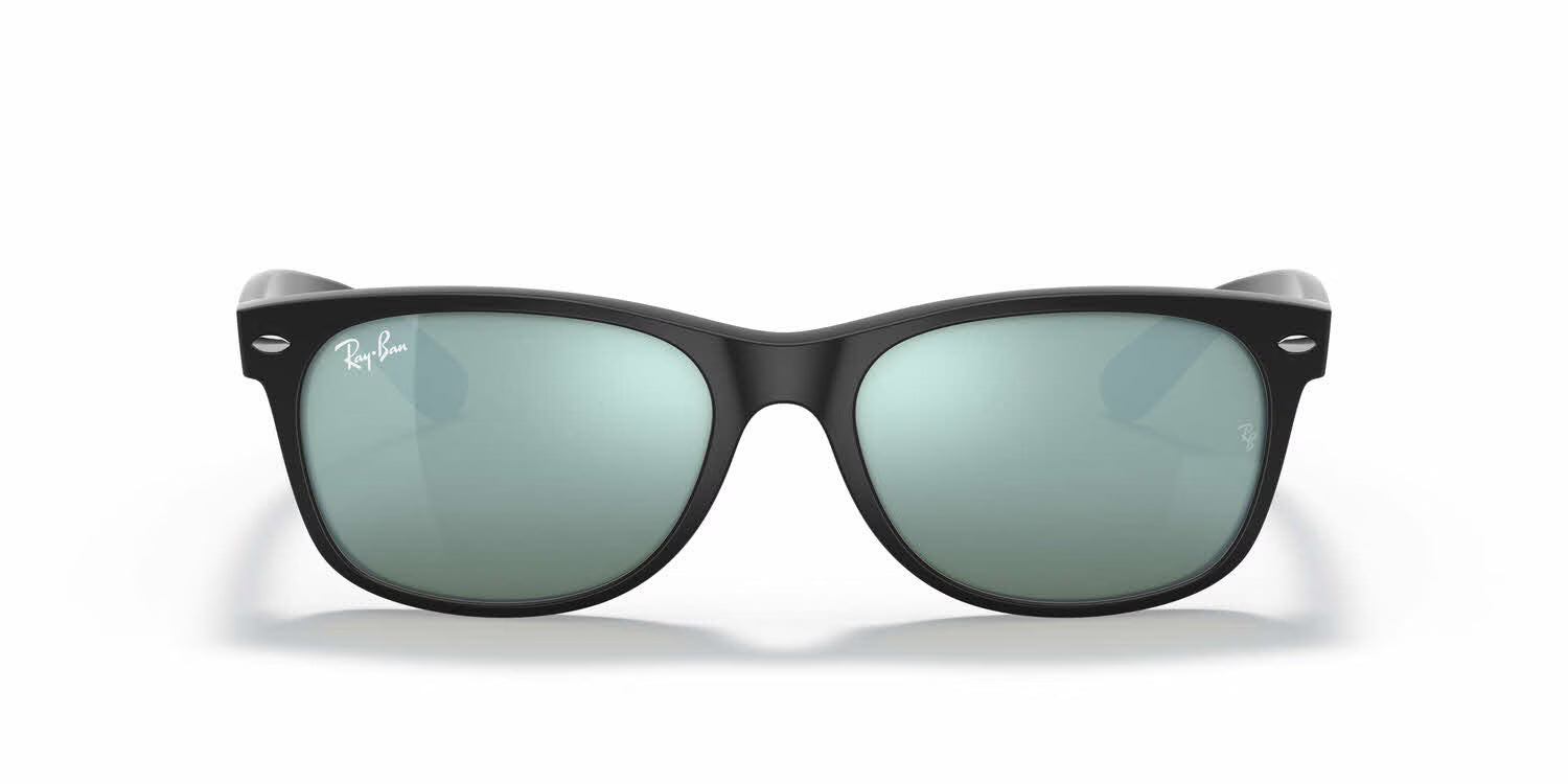 Ray-Ban RB2132 New Wayfarer- Rubber Black / Green Mirror Silver Lens (622/30)
