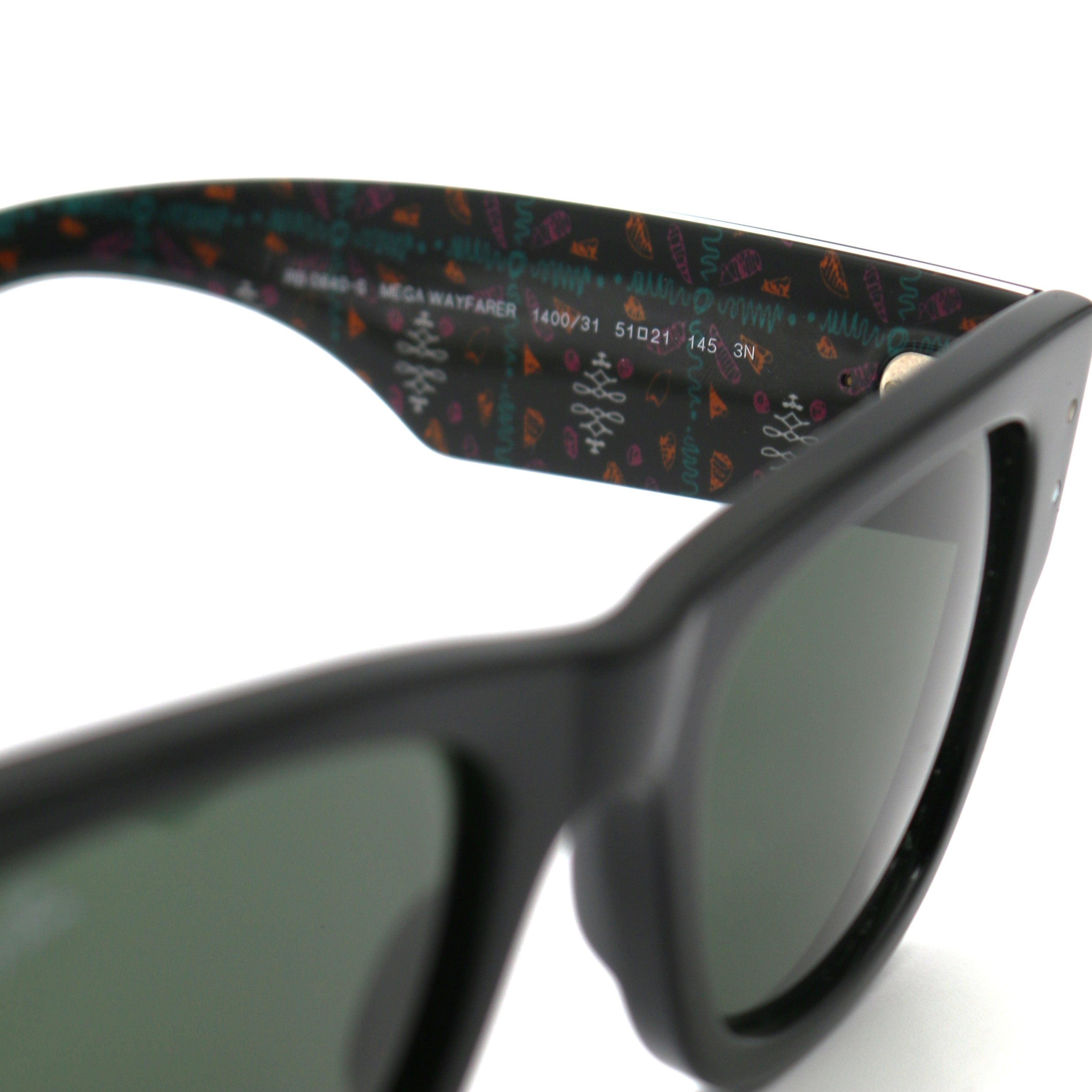 Ray-Ban Mega Wayfarer Dia De Muertos Polarized Sunglasses - Polished Black / Green
