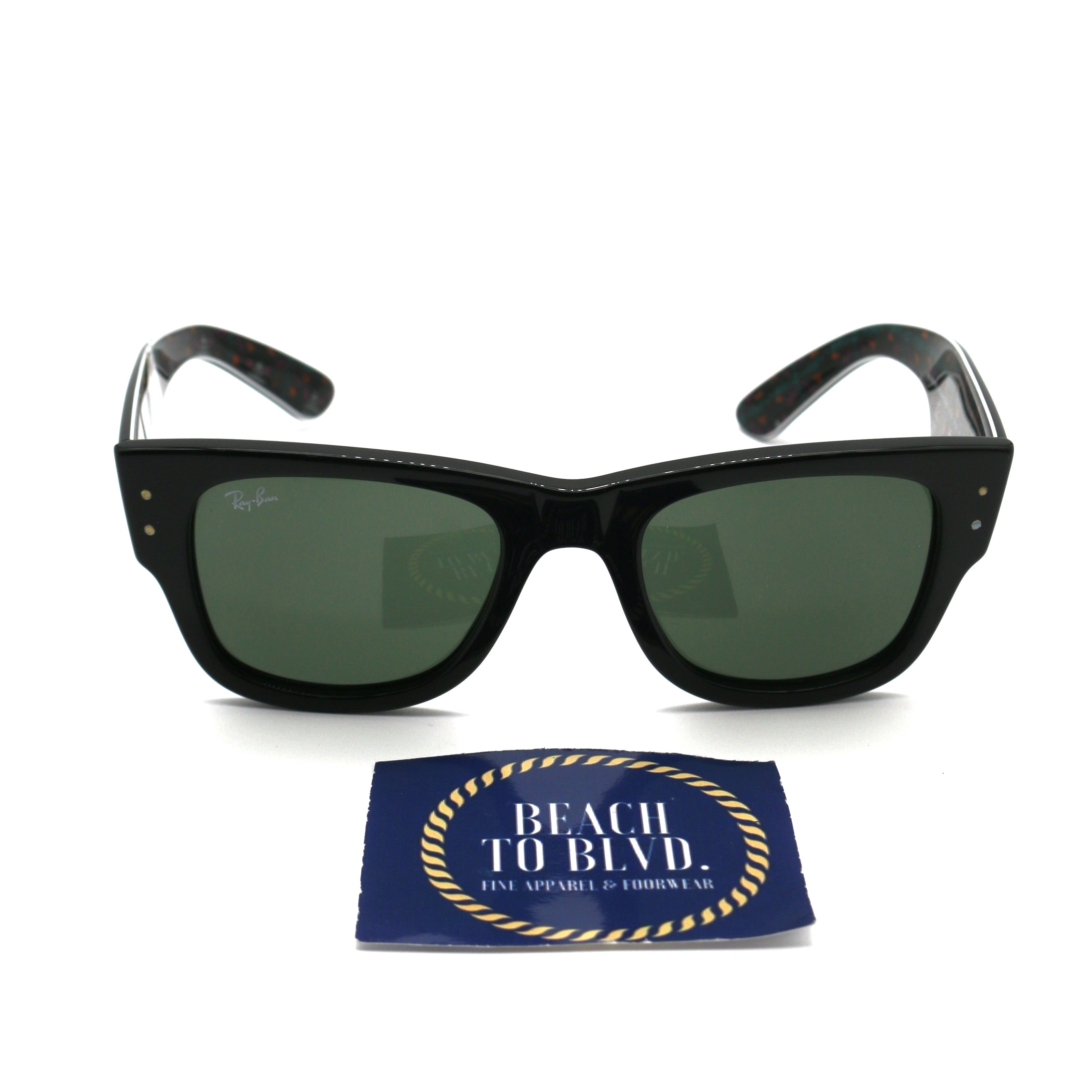 Ray-Ban Mega Wayfarer Dia De Muertos Polarized Sunglasses - Polished Black / Green