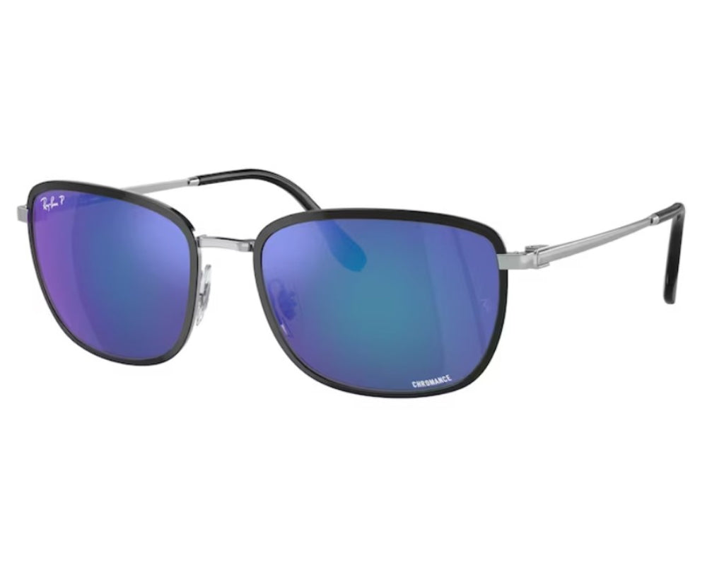 Ray-Ban RB3705- Black on Silver/Polarized Grey Mirror Blue