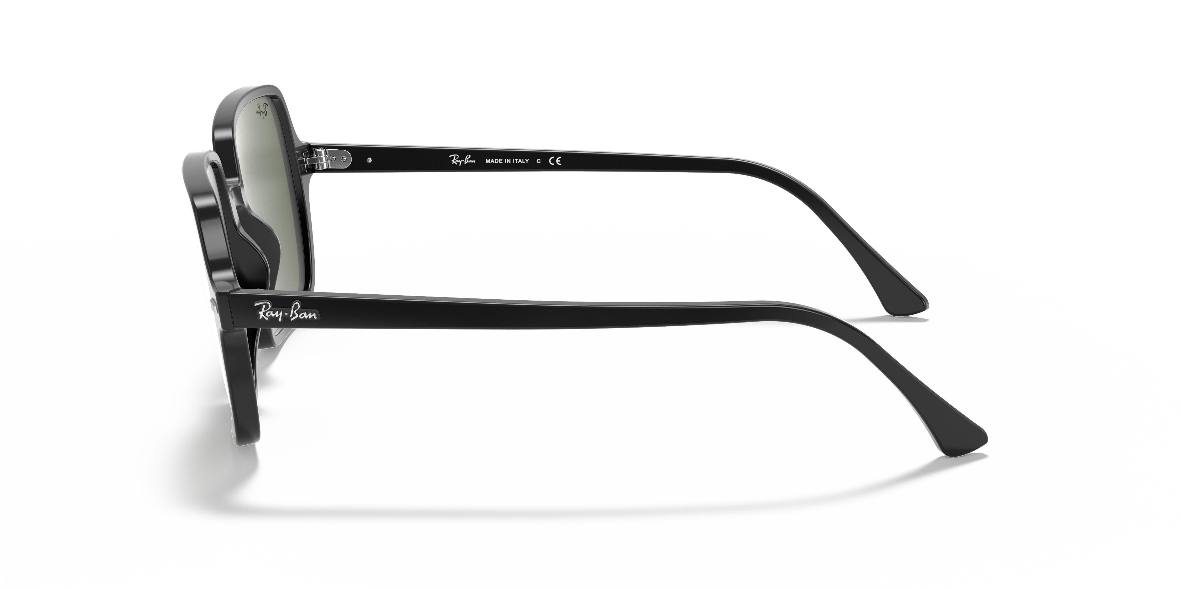 Ray-Ban 0RB1973 SQUARE II Sunglasses -Glossy Black Frame / Green Lens