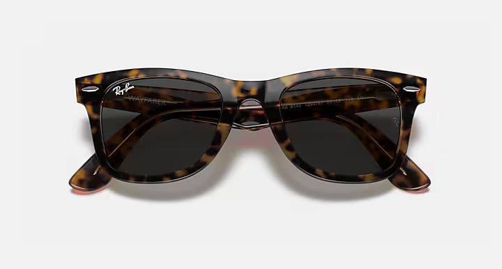 Ray-Ban 0RB2140 Original Wayfarer Bicolor Sunglasses- Tortoise Polished Havana / G-15 Dark Grey Lens