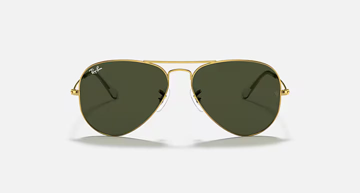 Ray-Ban 0RB3025 Aviator Classic Sunglasses- Polished Arista Gold / Green  Lens
