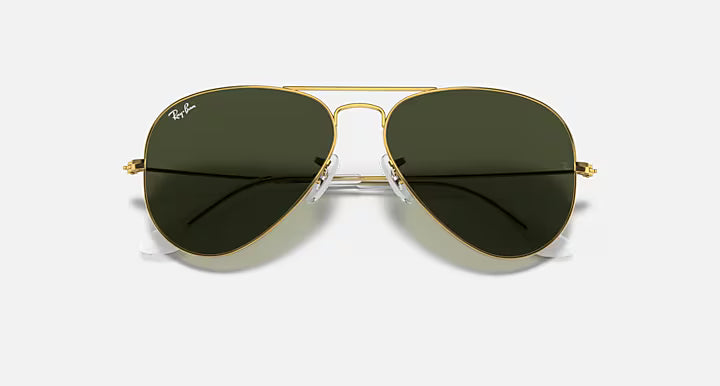 Ray-Ban 0RB3025 Aviator Classic Sunglasses- Polished Arista Gold / Green  Lens