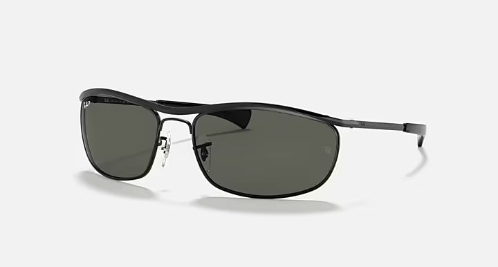 Ray-Ban 0RB3119 Olympian I Deluxe Sunglasses - Polished Black Frame / Green Polarized Lens