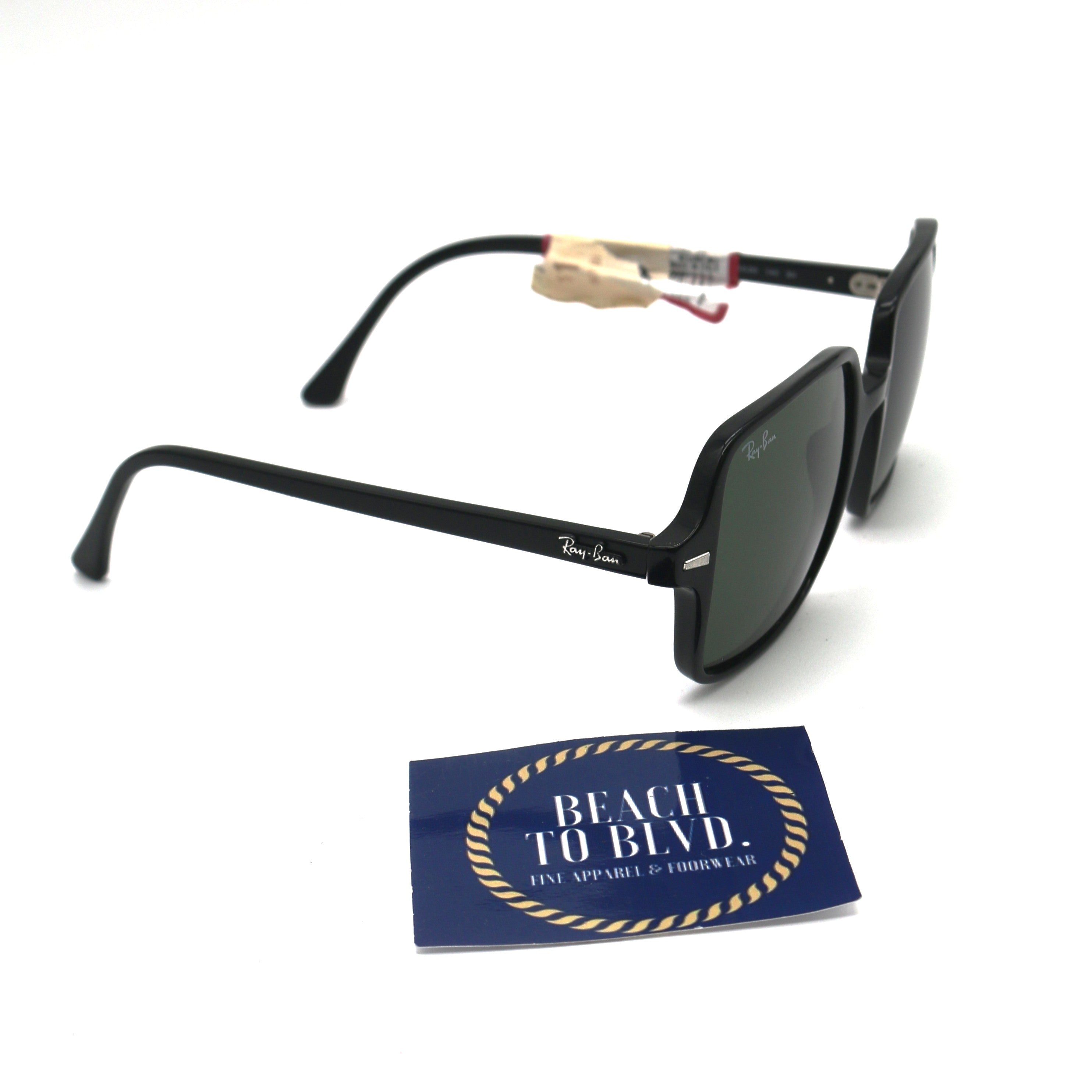 Ray-Ban 0RB1973 SQUARE II Sunglasses -Glossy Black Frame / Green Lens