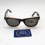 Ray-Ban 0RB2140 Original Wayfarer Bicolor Sunglasses- Tortoise Polished Havana / G-15 Dark Grey Lens