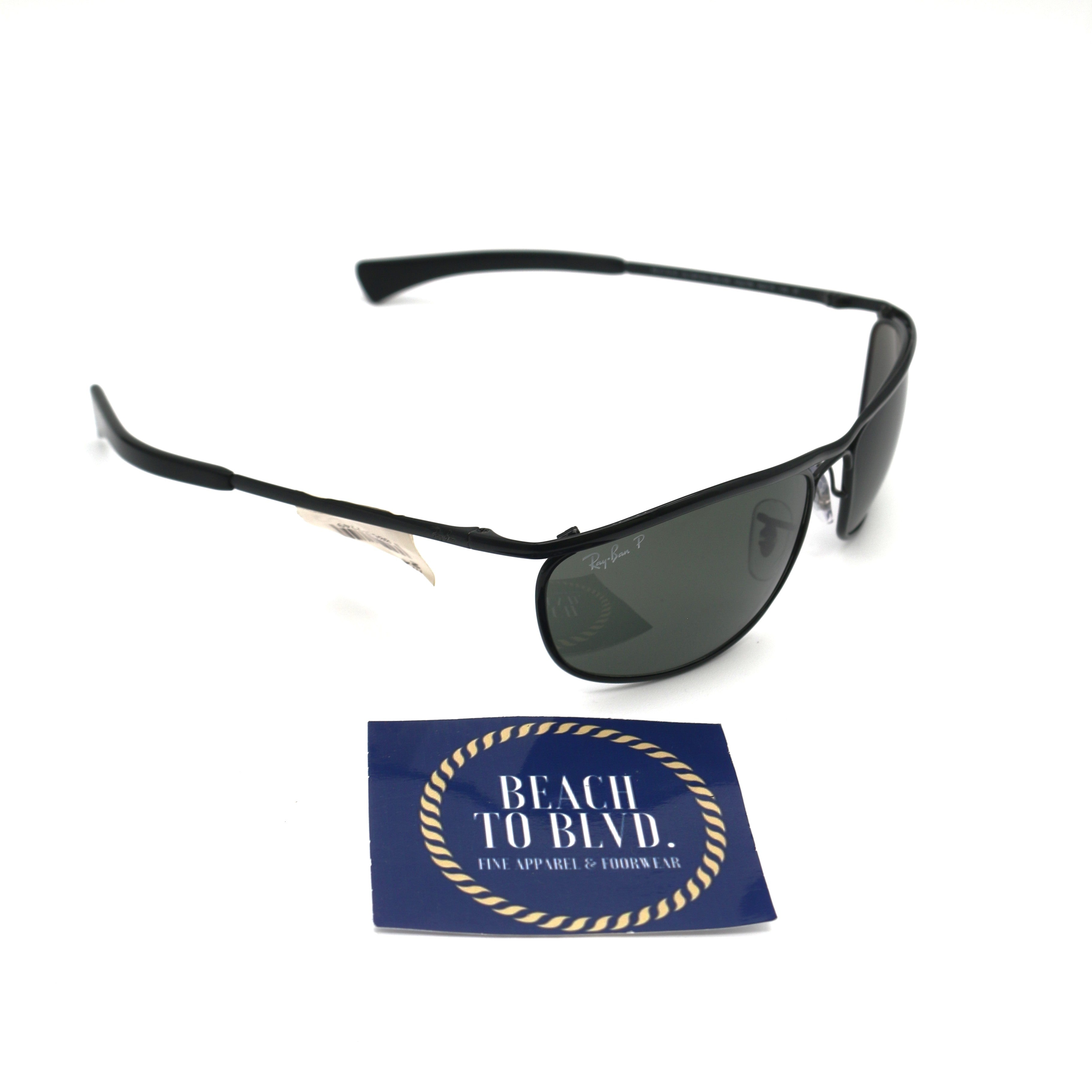Ray-Ban 0RB3119 Olympian I Deluxe Sunglasses - Polished Black Frame / Green Polarized Lens