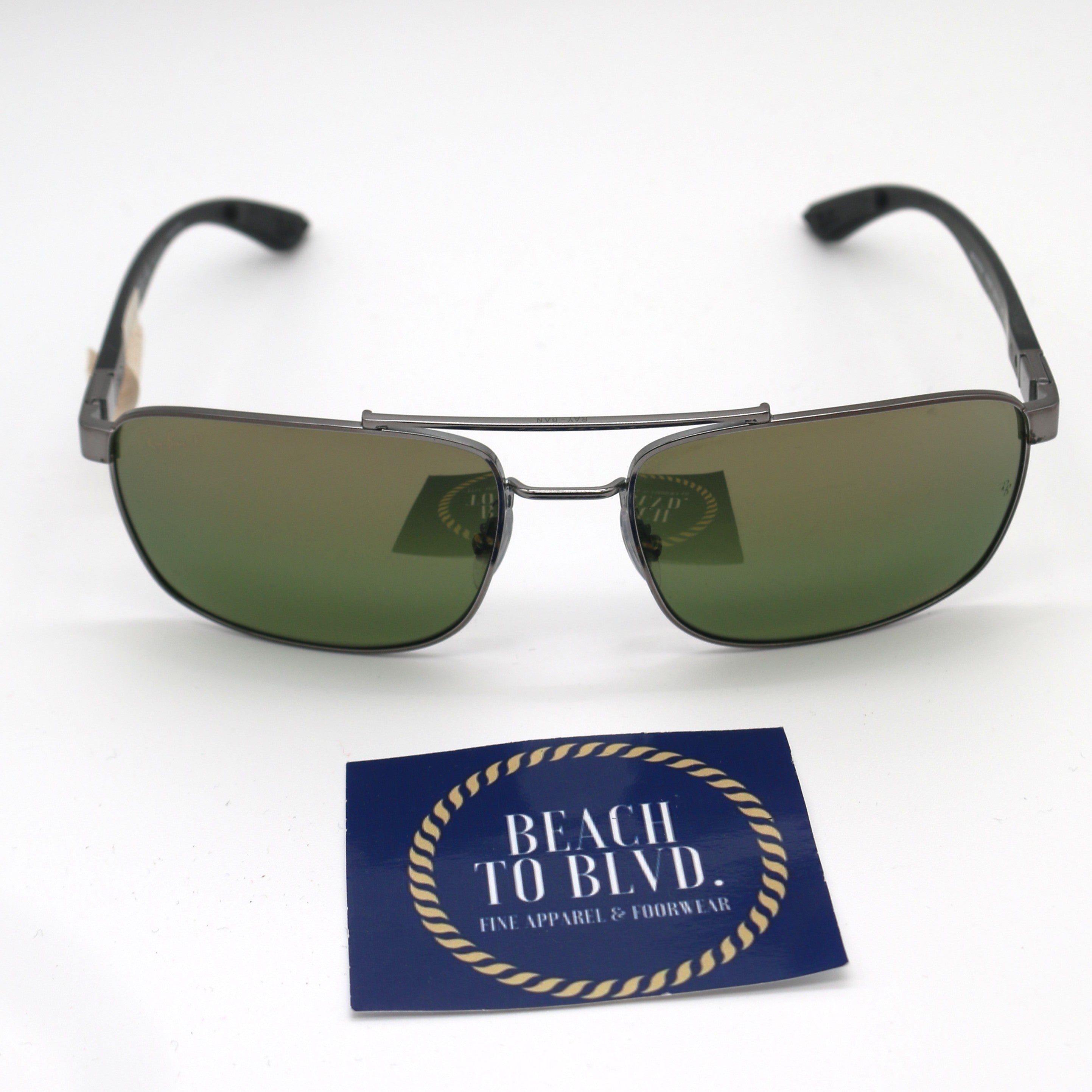 Ray-Ban 0RB3737CH Chromance Sunglasses- Polished Gunmetal / Green Gold Polarized Lens