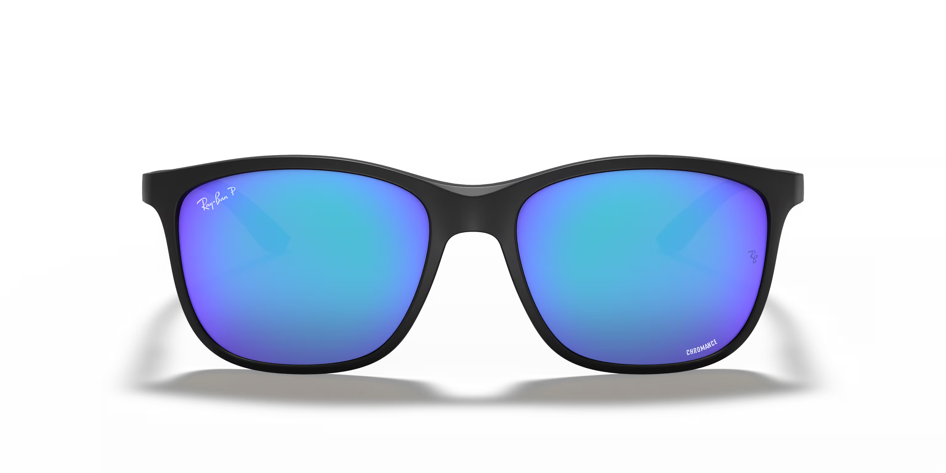 Ray-Ban 0RB4330CH Chromance Sunglasses- Matte Black / Green Mirror Blue Polarized Lens