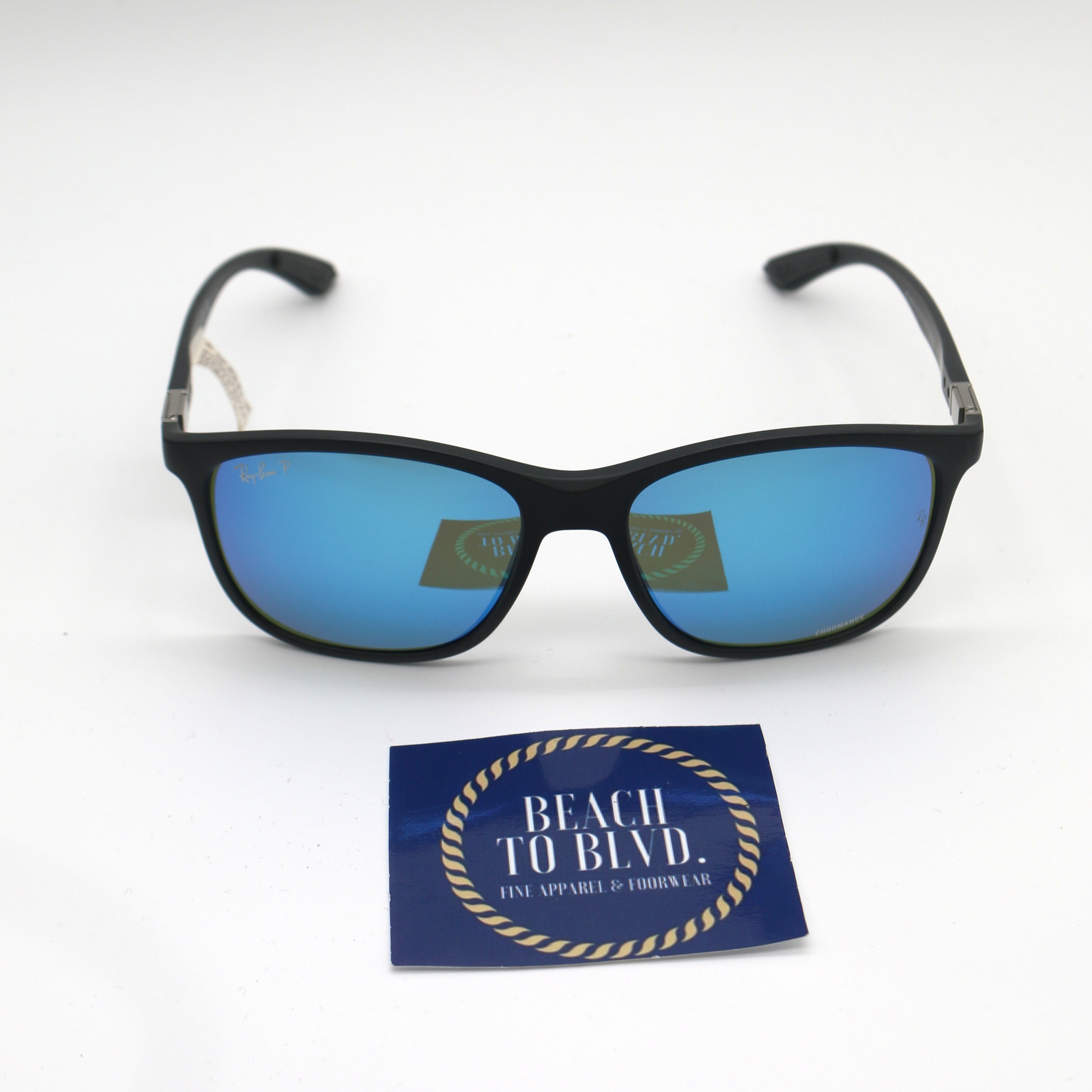 Ray-Ban 0RB4330CH Chromance Sunglasses- Matte Black / Green Mirror Blue Polarized Lens