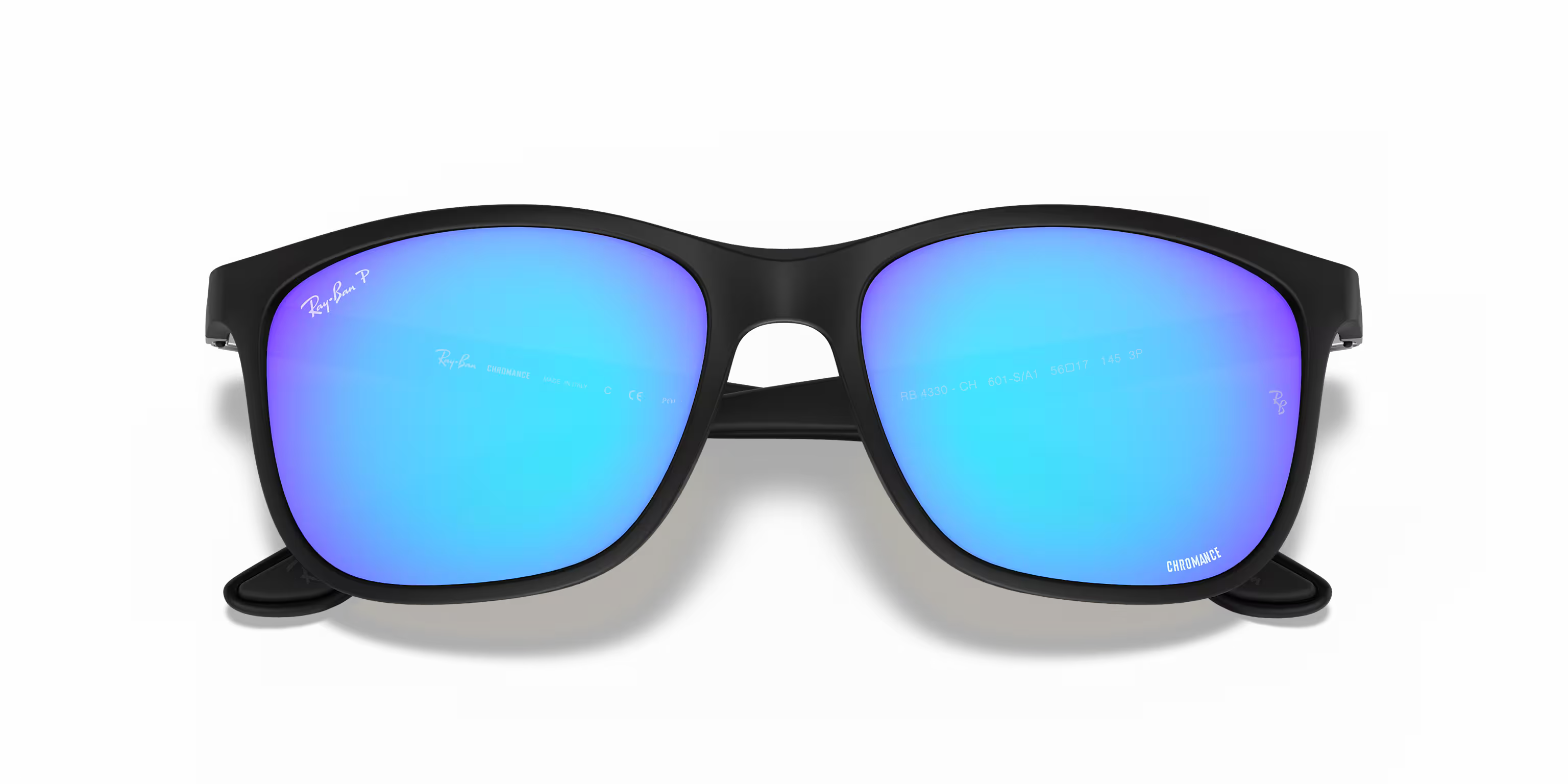 Ray-Ban 0RB4330CH Chromance Sunglasses- Matte Black / Green Mirror Blue Polarized Lens