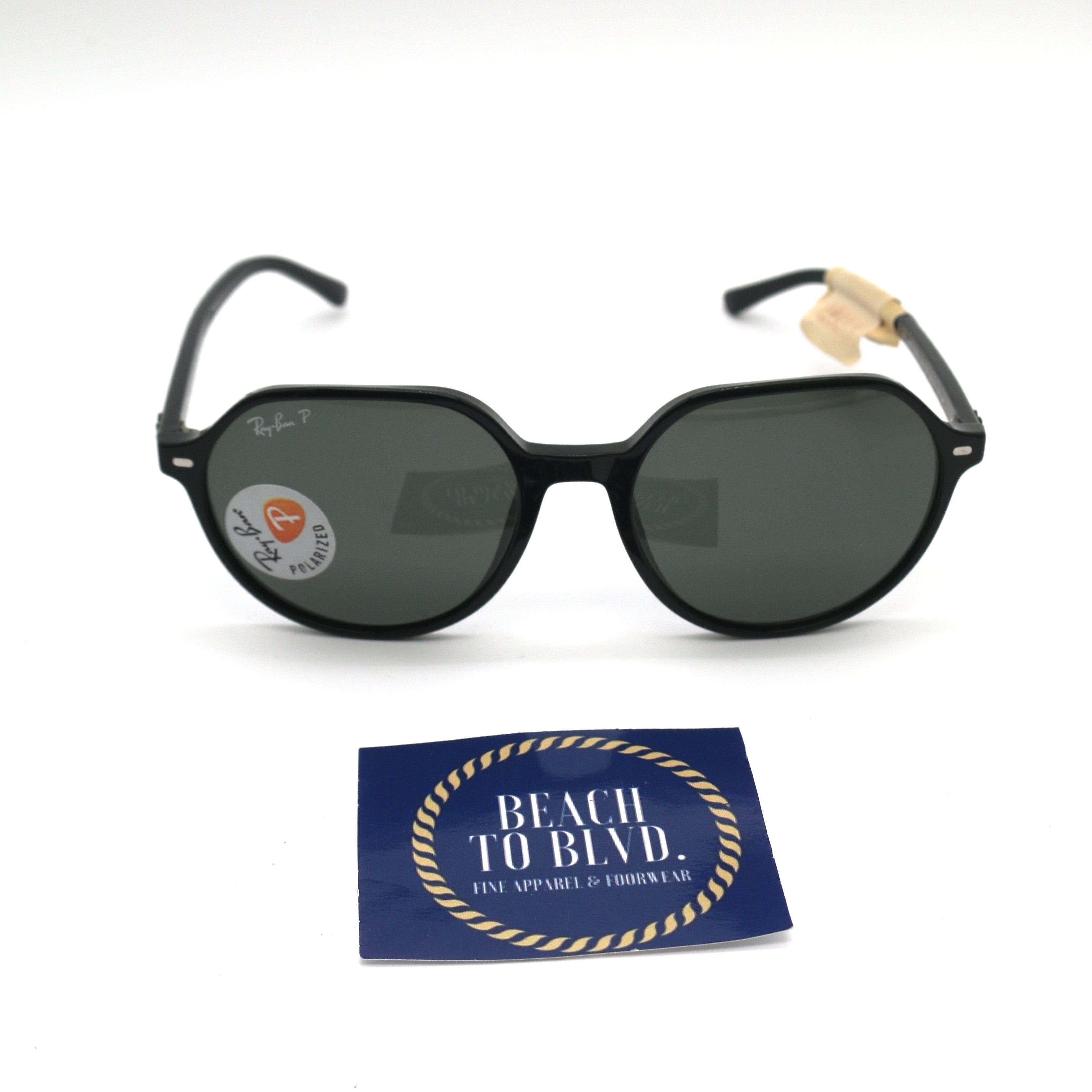Ray-Ban RB2195 Thalia Sunglasses- Polished Black / Green Polarized Lens