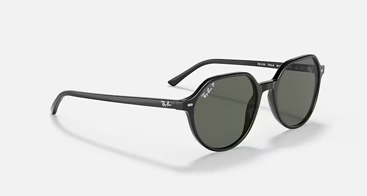 Ray-Ban RB2195 Thalia Sunglasses- Polished Black / Green Polarized Lens