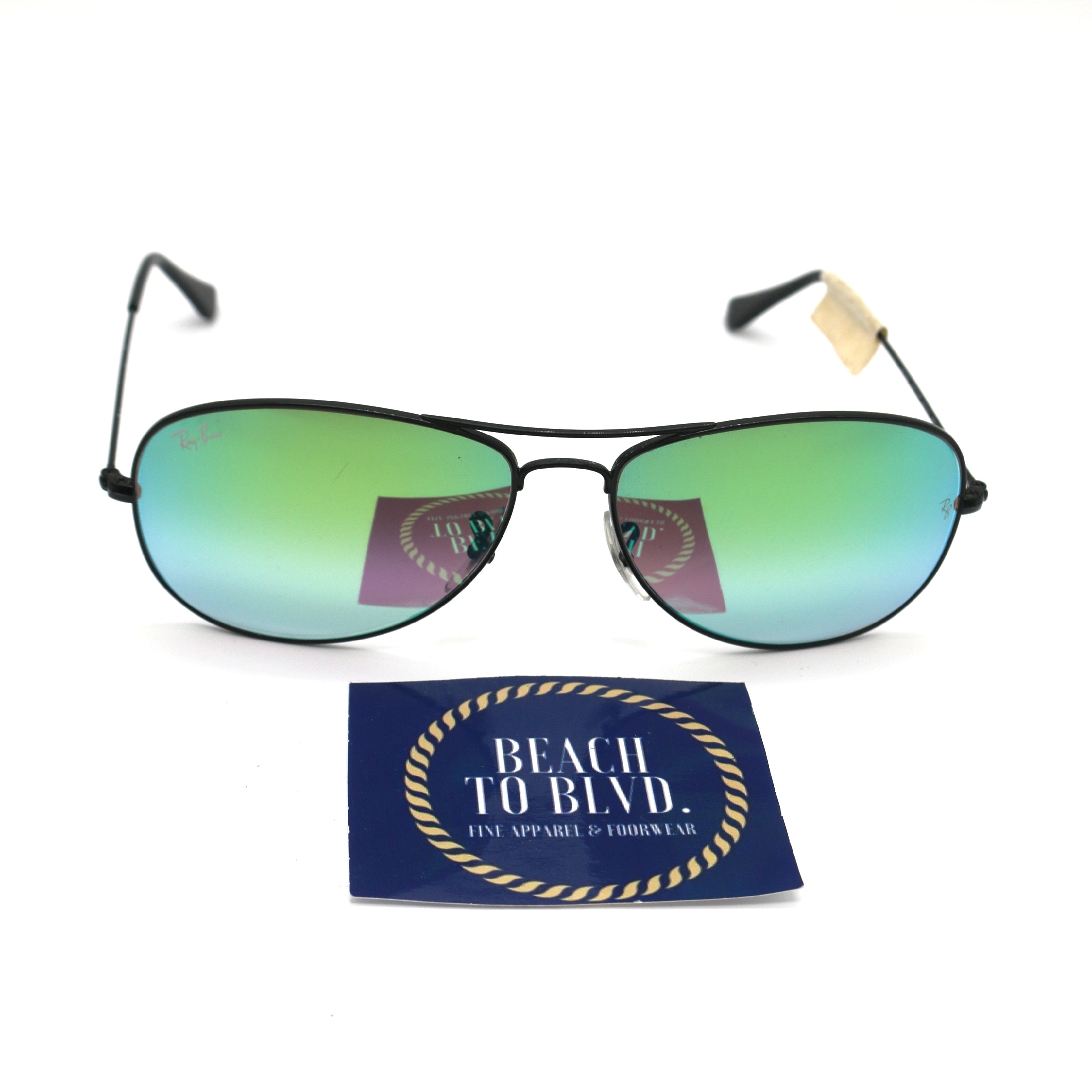Ray-Ban RB3362 Cockpit Sunglasses - Polished Black Frame / Green Flash Gradient Lens