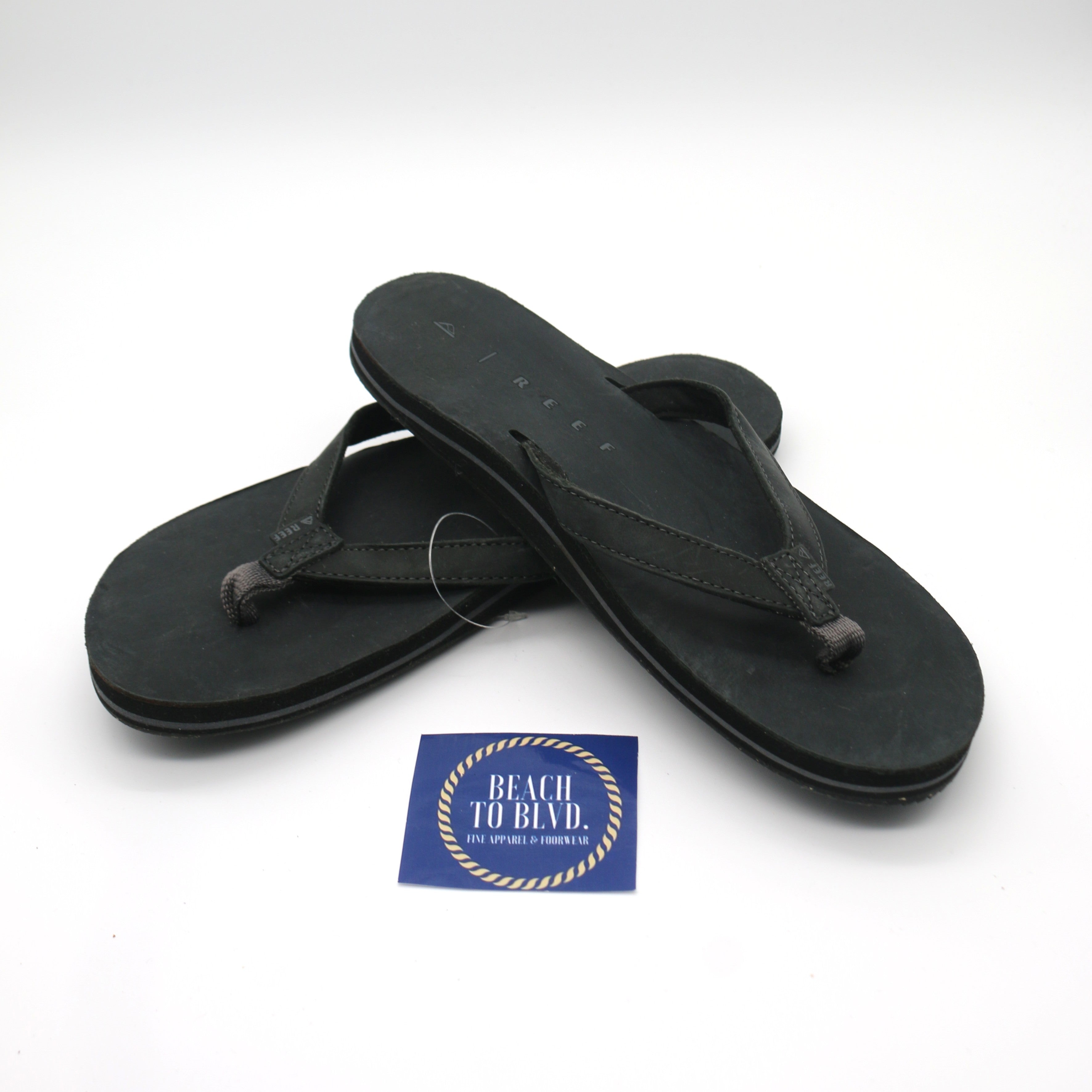 Reef Solana Leather Dusty Black Sandals - BeachToBlvd
