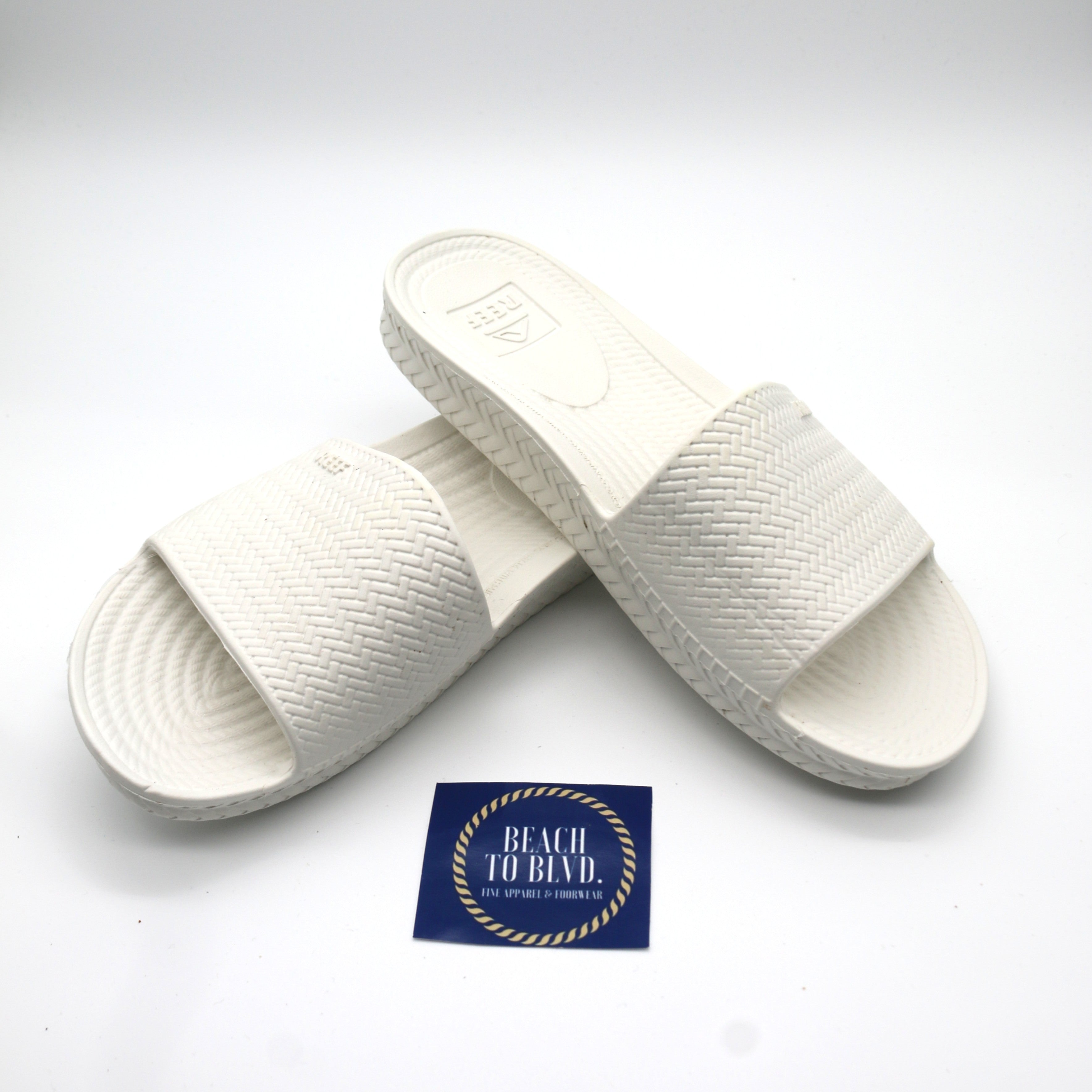 Reef Water Scout White Slide Sandals - BeachToBlvd