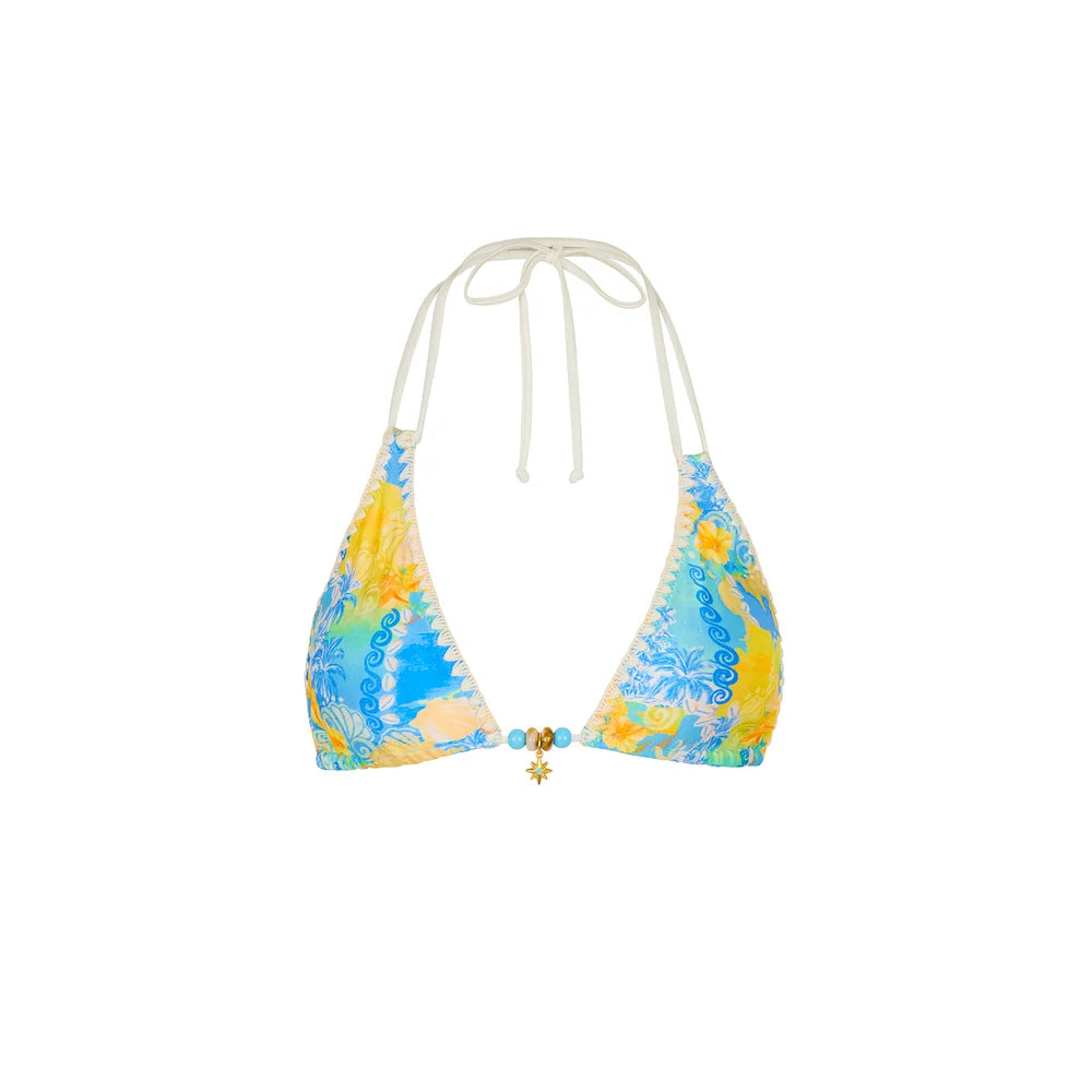Kulani Kinis  Simple Crochet Halter Bikini Top - Limoncello Lagoon