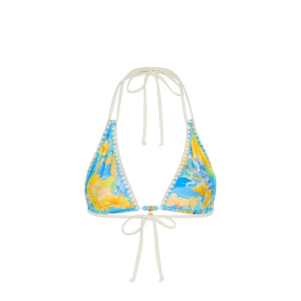 Kulani Kinis  Simple Crochet Halter Bikini Top - Limoncello Lagoon