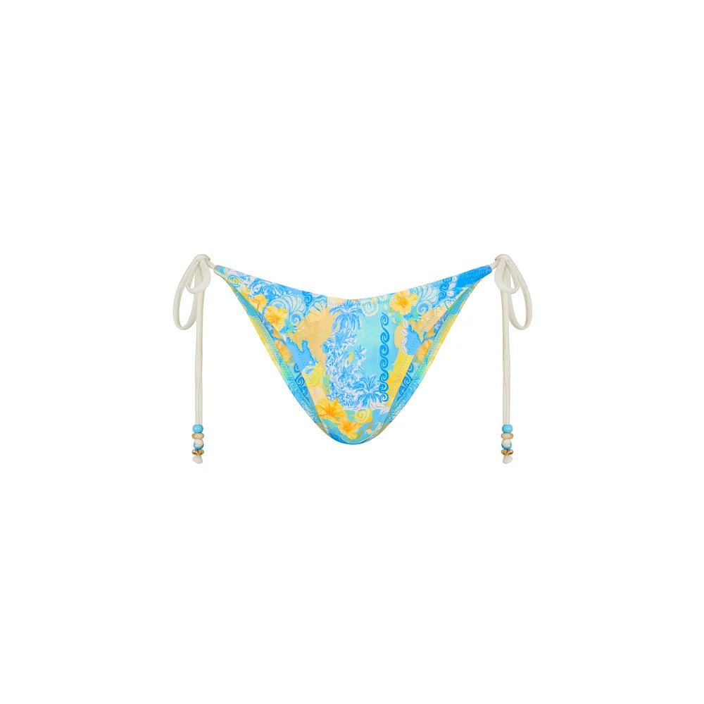 Kulani Kinis Dipped Cheeky Tie Bikini Bottoms - Limoncello Lagoon