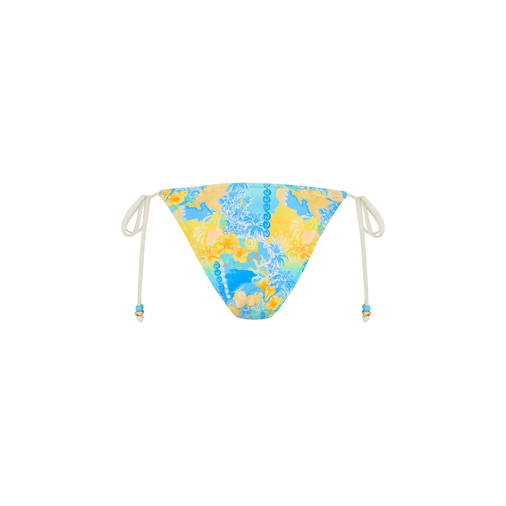 Kulani Kinis Dipped Cheeky Tie Bikini Bottoms - Limoncello Lagoon